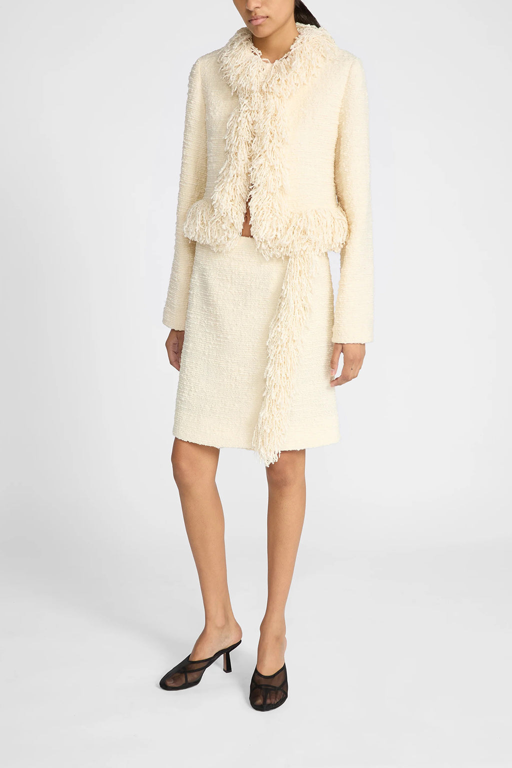 CROP FRINGE WOOL BLEND TWEED JACKET *pre-order*