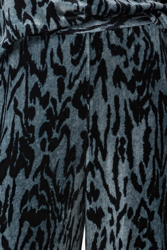 MOIRE PRINT VELVET TROUSERS
