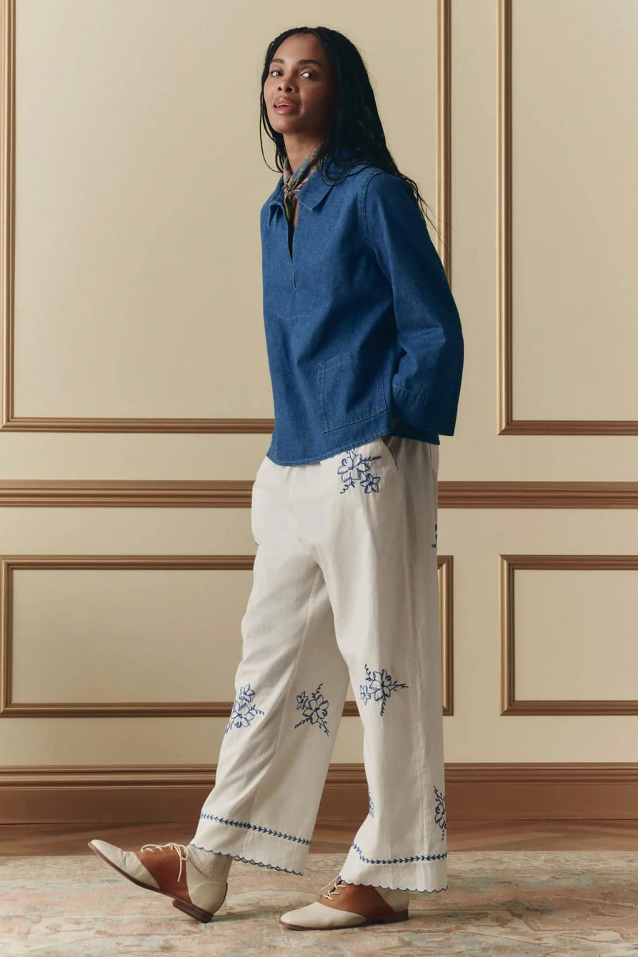 THE WEEKEND PANT W/ HANKY EMBROIDERY