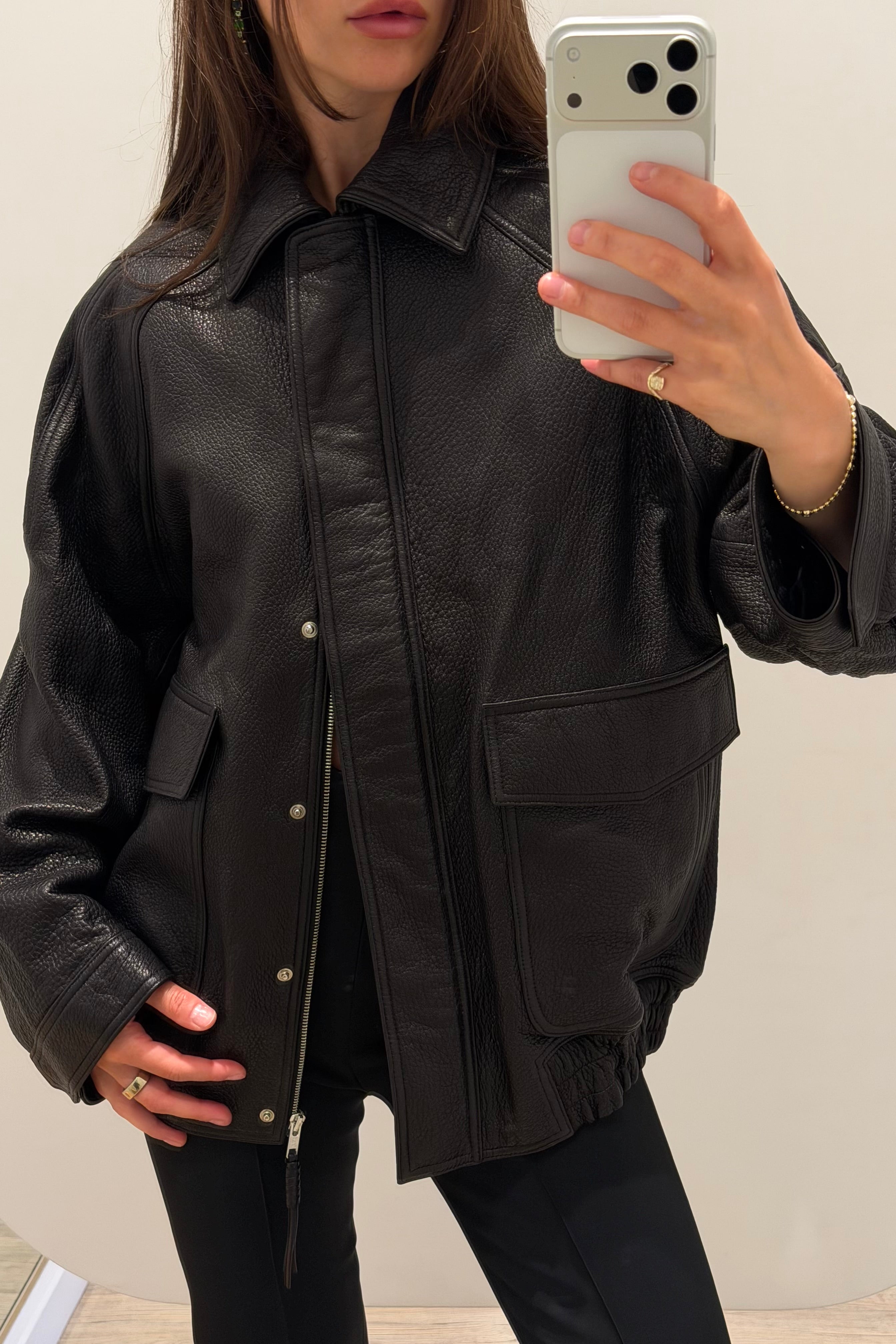 GRAIN LEATHER AVIATOR JACKET