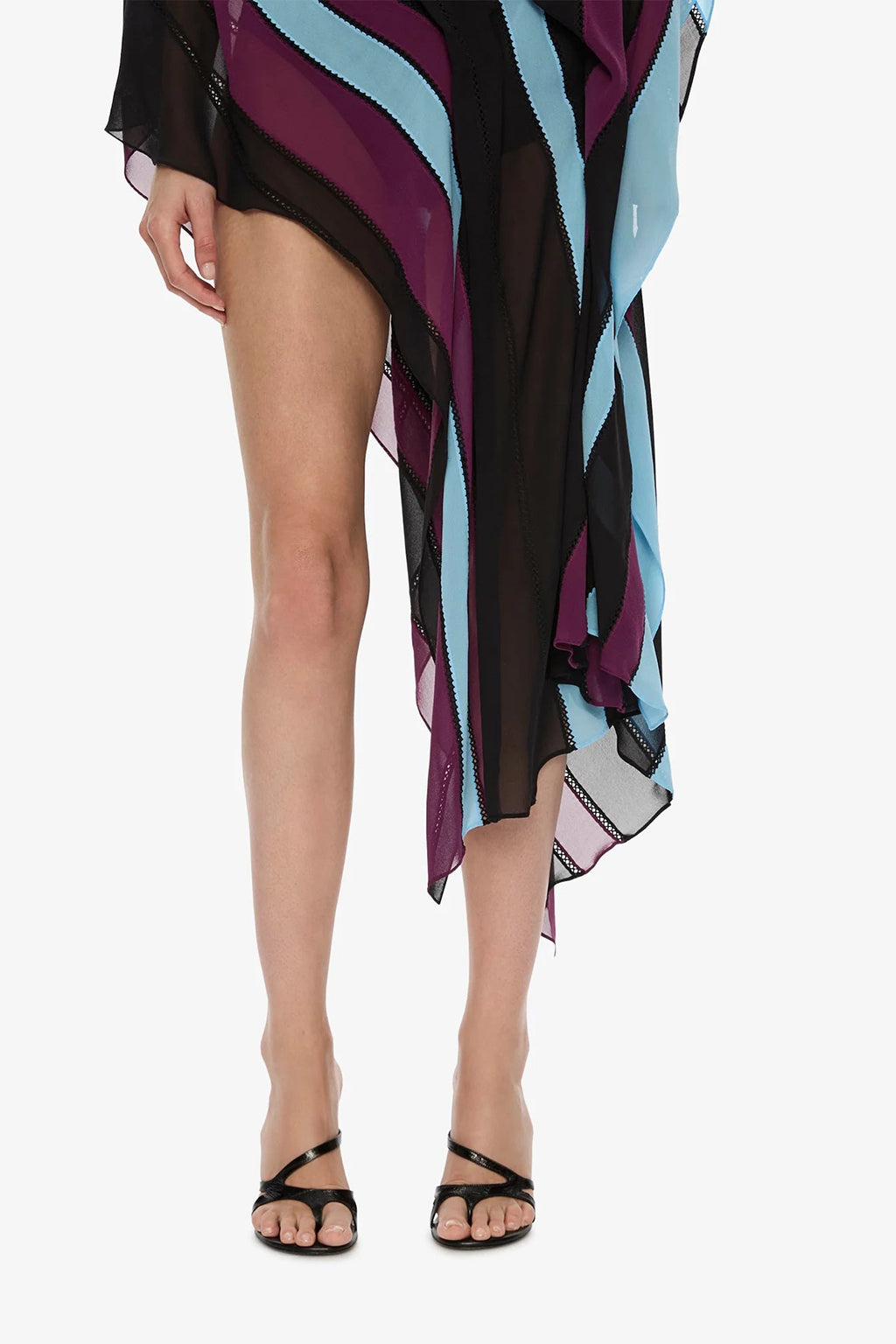 VIN PANELLED PICOT SILK DRAPE DRESS