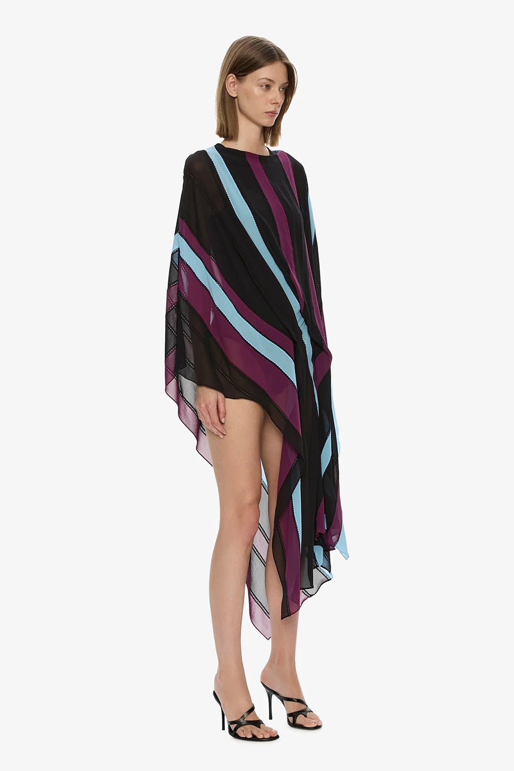 VIN PANELLED PICOT SILK DRAPE DRESS