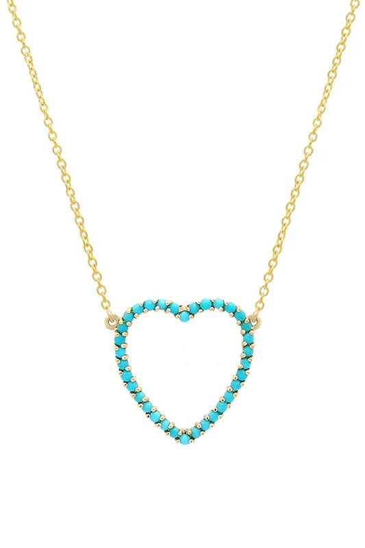 LARGE TURQUOISE OPEN HEART NECKLACE