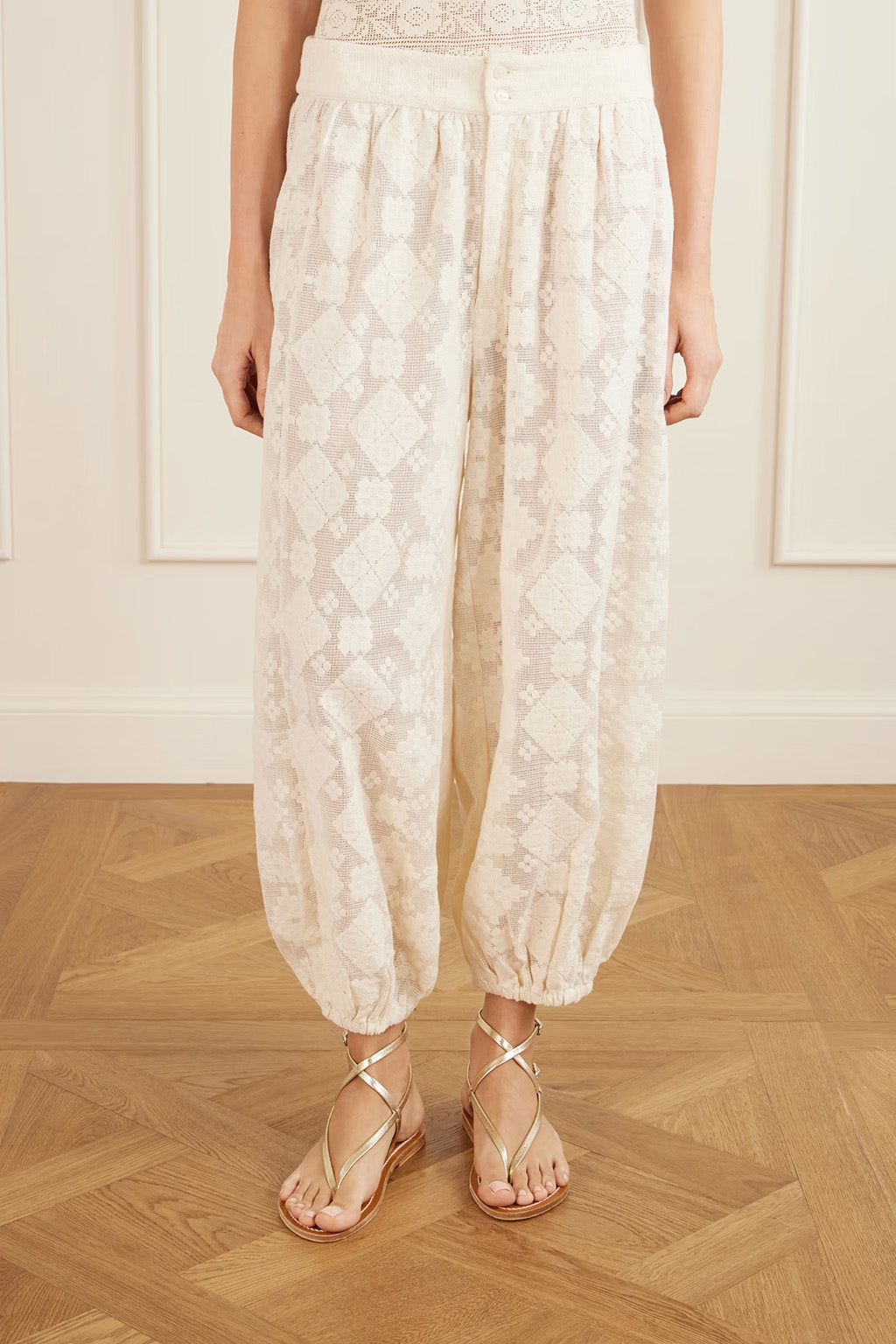 MARGOT ECRU TETRIS LACE PANT