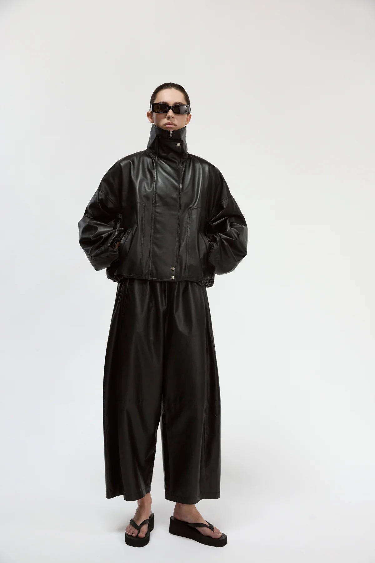 PALMA LEATHER WIDE LEG PANTS