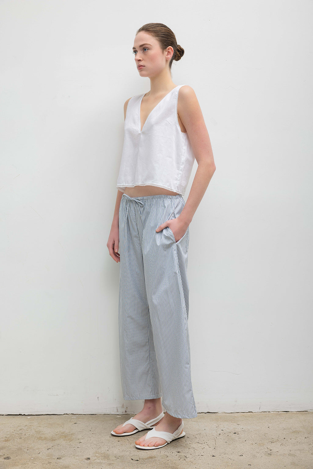 YOSHI STRIPE CROP DRAWSTRING PANT