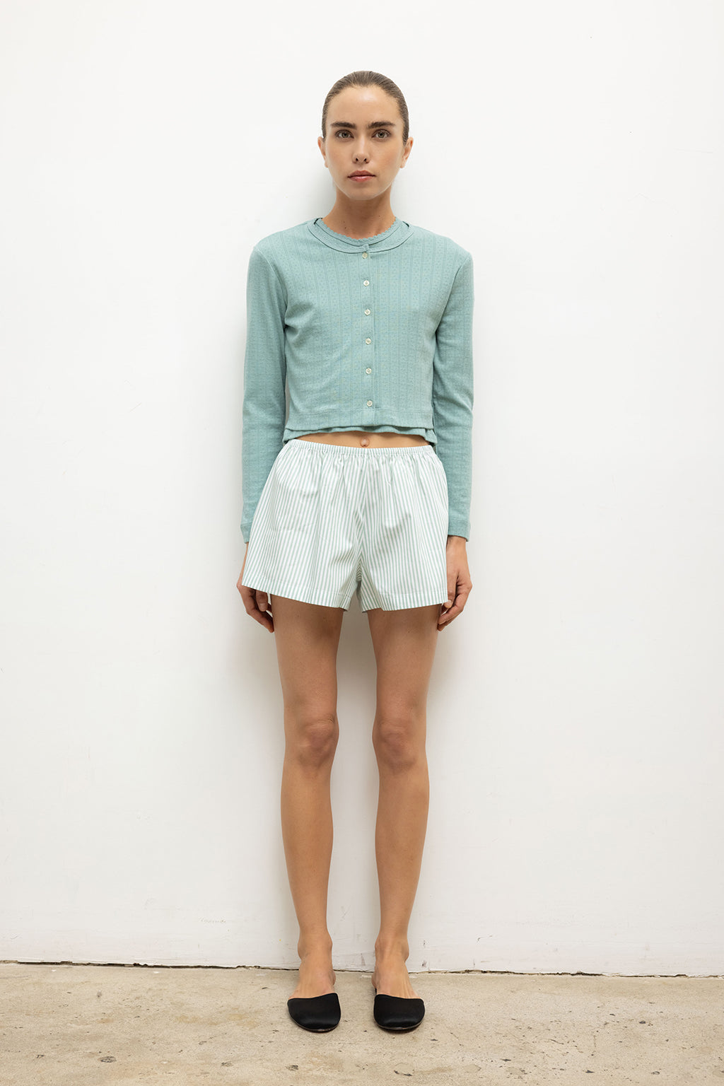 POINTELLE CROP CARDIGAN