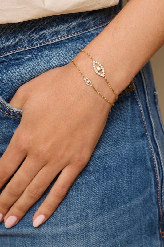 MINI DIAMOND OPEN EVIL EYE BRACELET