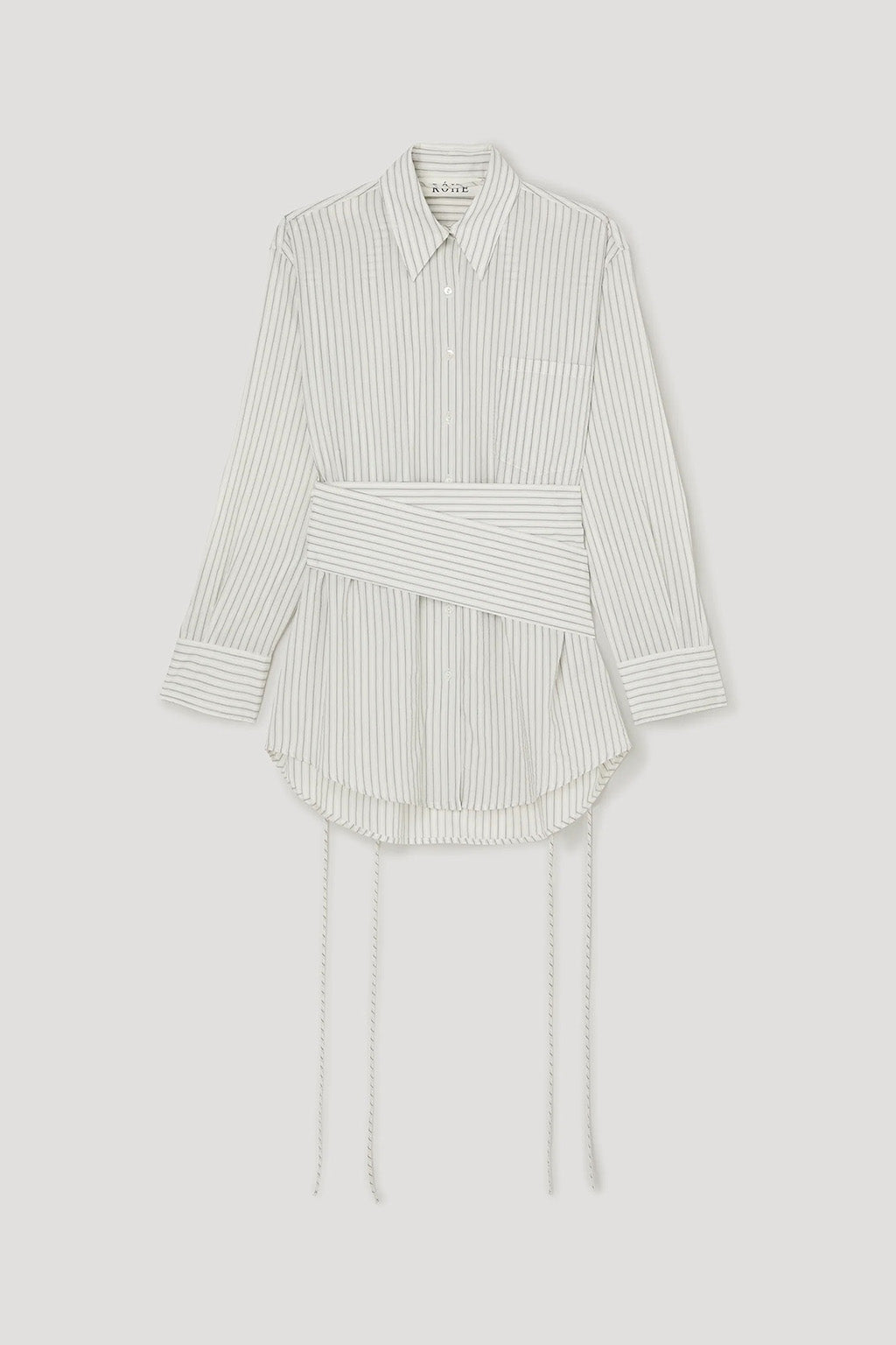 CHEMISE CEINTURÉE EN SOIE RAYÉE