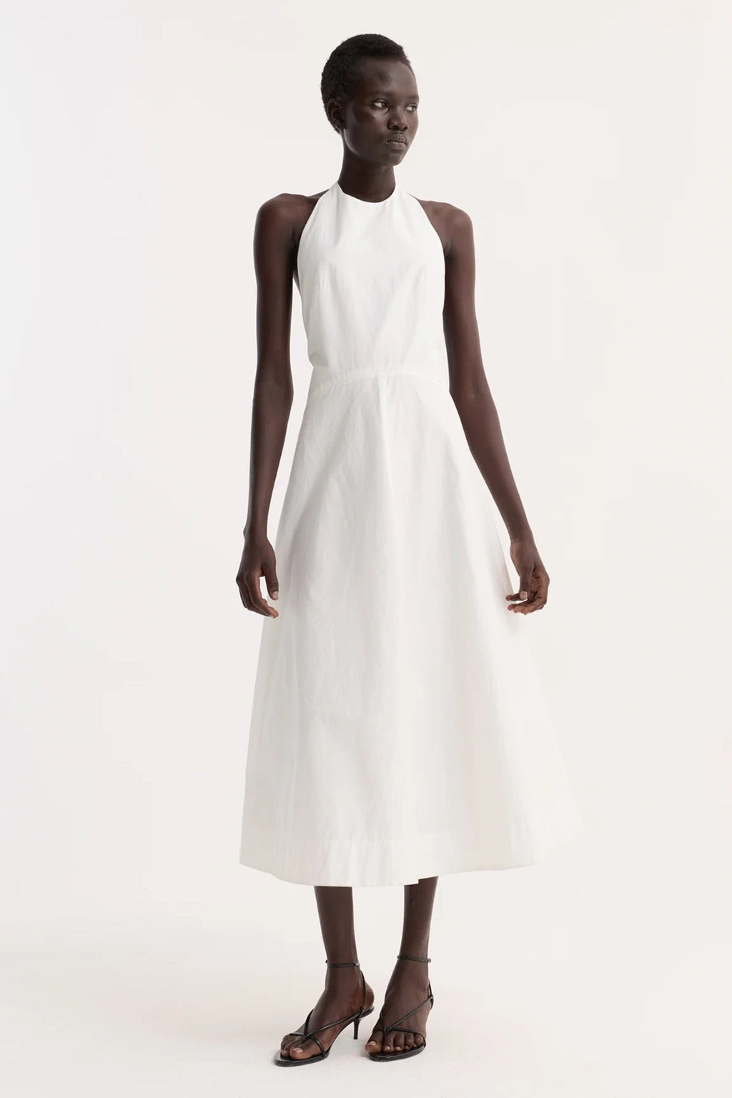 ROBE HALTER EN COTON TEXTURÉ