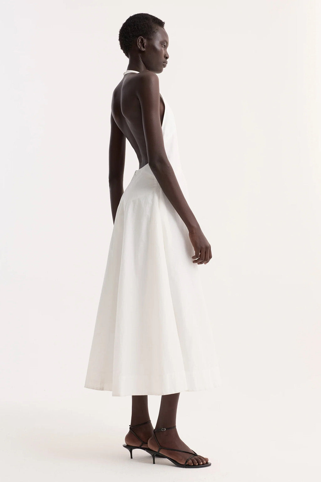 ROBE HALTER EN COTON TEXTURÉ