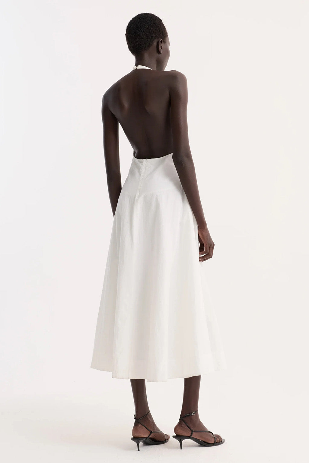ROBE HALTER EN COTON TEXTURÉ