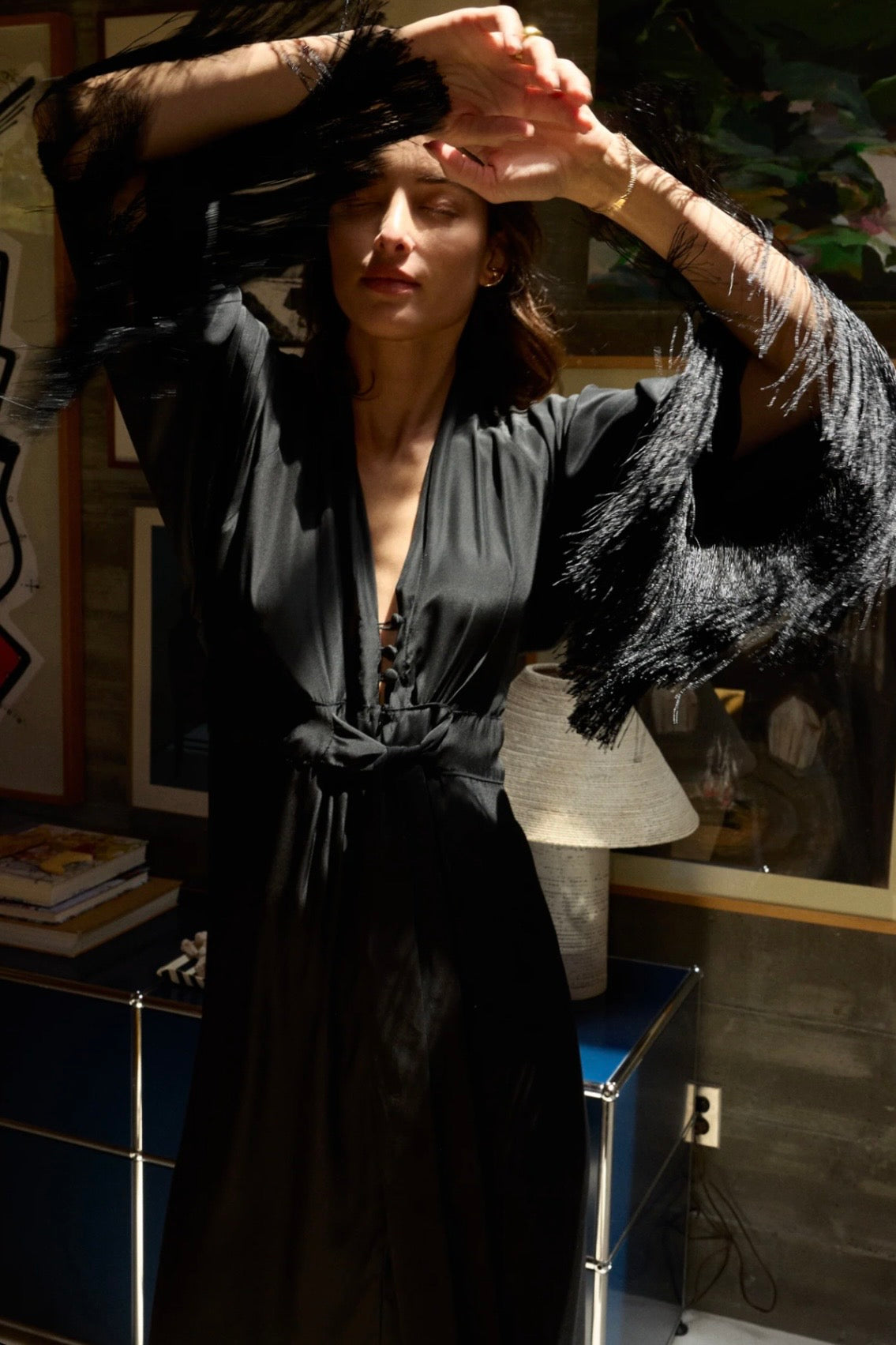 SARAH FRINGE SILK DRESS