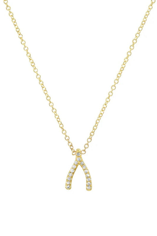 DIAMOND MINI WISHBONE NECKLACE