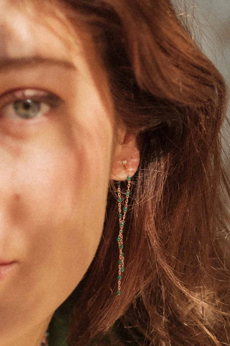 CLASSIC DANCING EARRINGS IN EMERALD