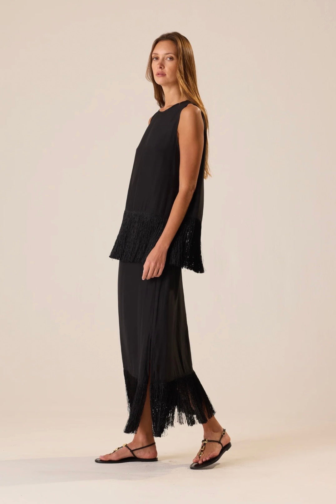 ANITA FRINGE SILK SKIRT