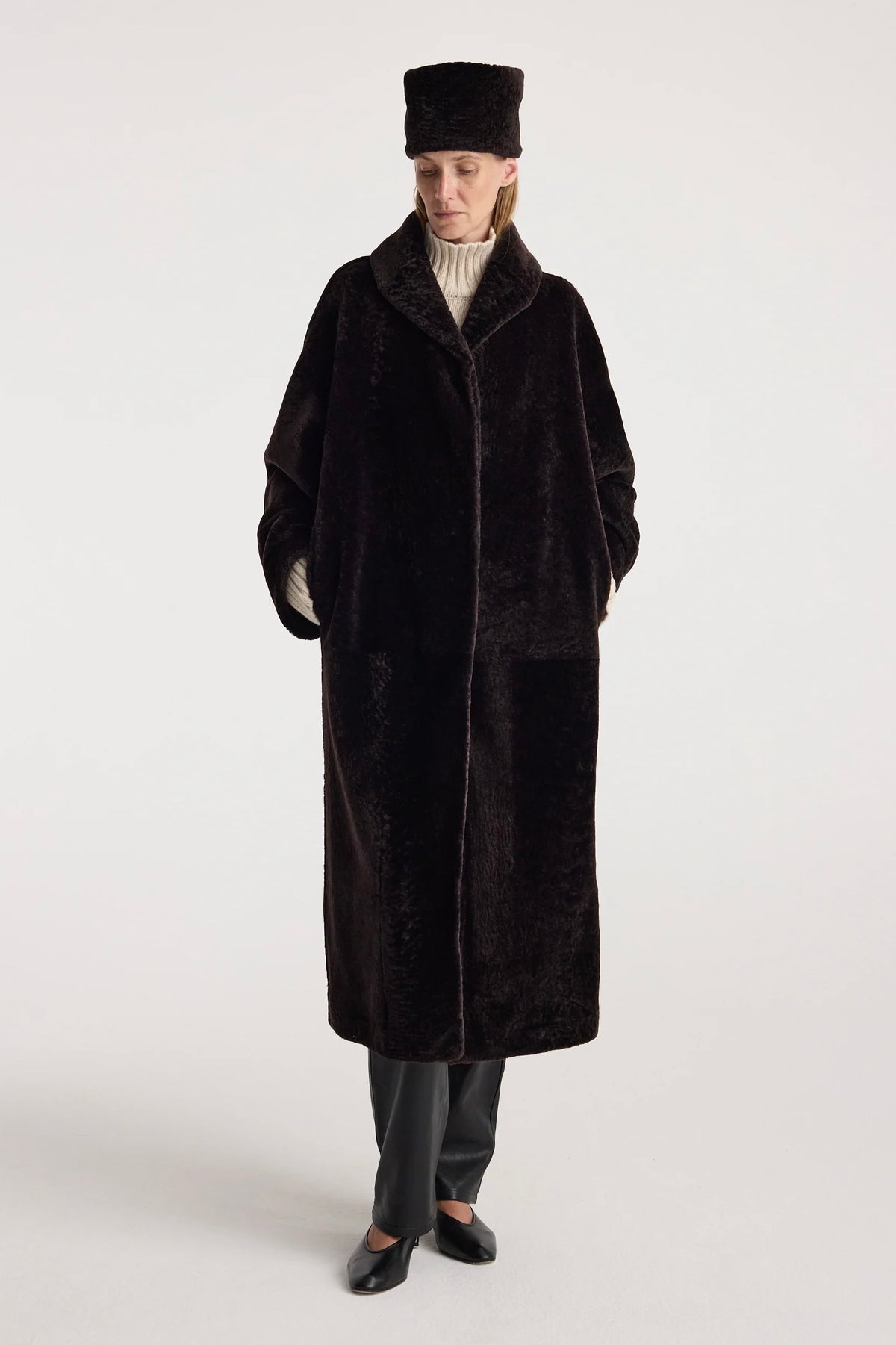 SHEARLING LEATHER HAT
