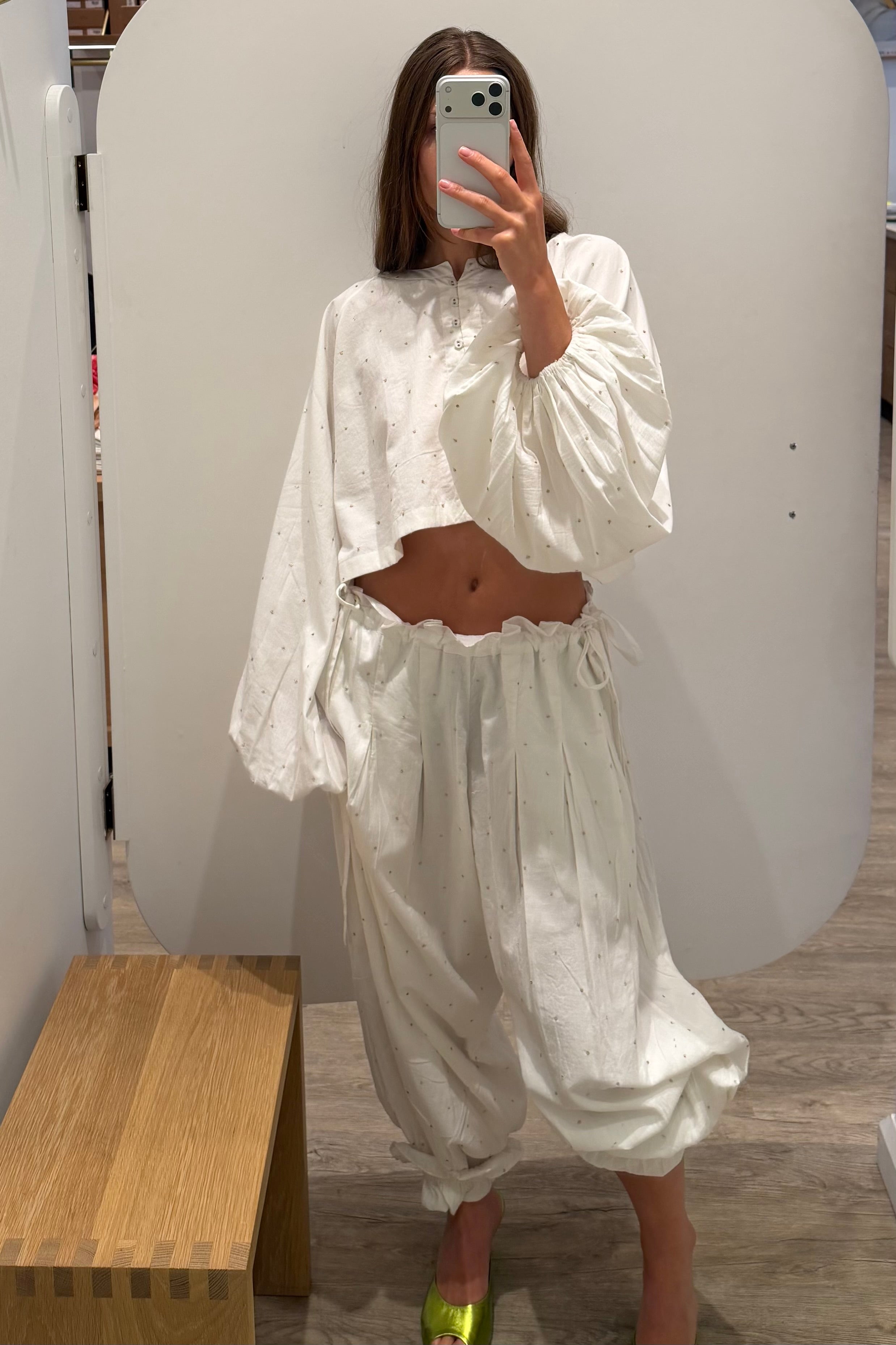 RUFFLE HEM EMBELLISHED HAREM PANT
