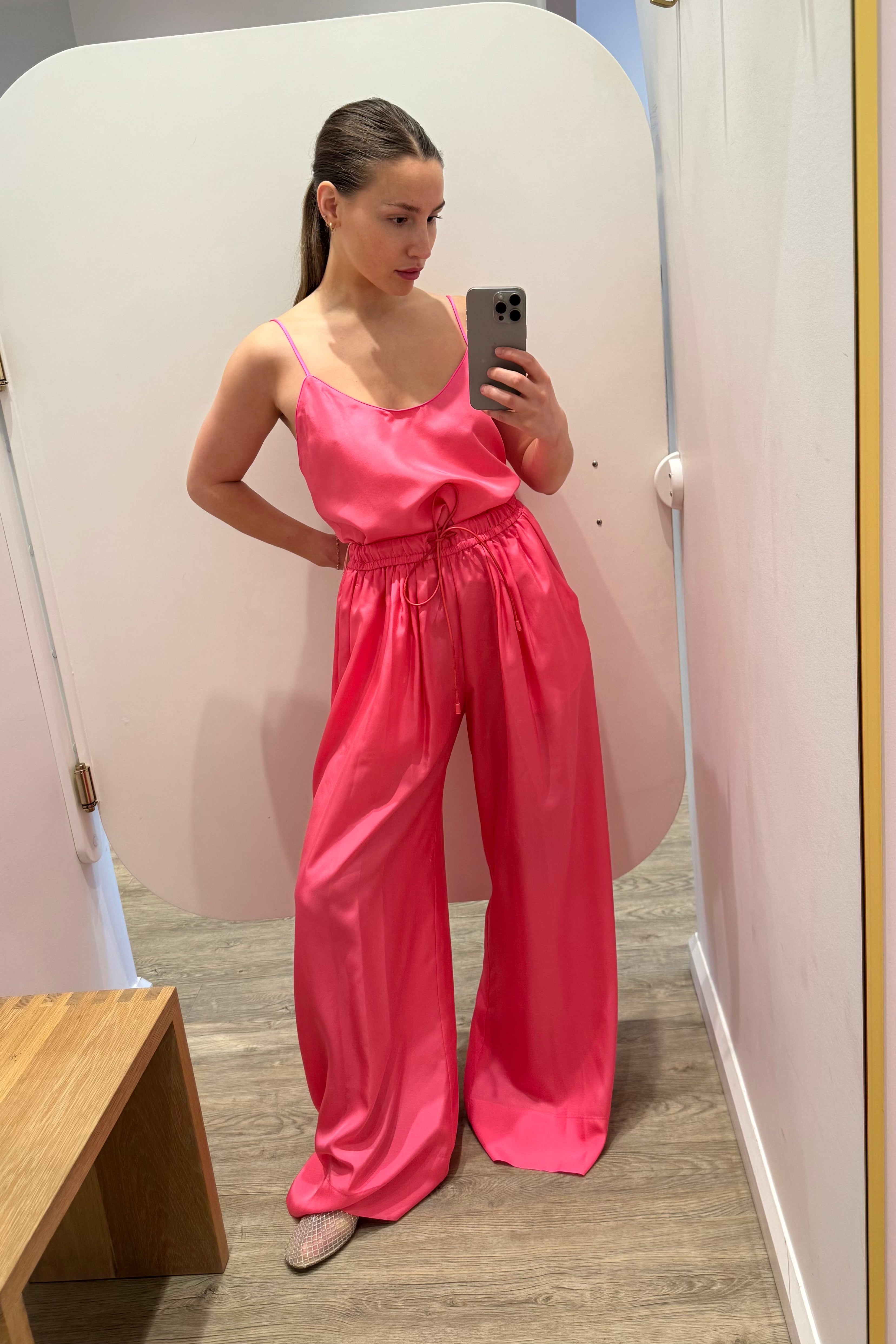 SILK HABOTAI SILK DRAWSTRING PANTS