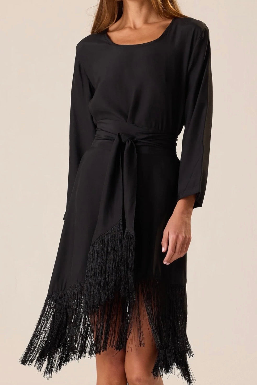BLACK SILK SASH BELT