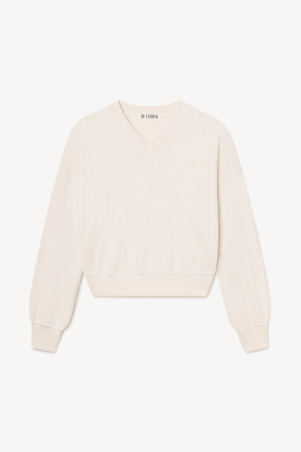 SWEAT-SHIRT CROP À COL EN V EN MOLLETON LÉGER