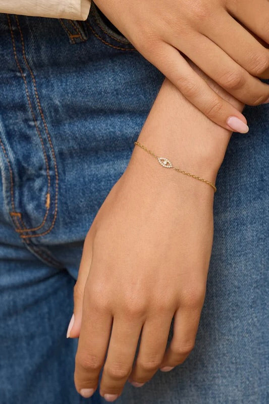 MINI DIAMOND OPEN EVIL EYE BRACELET