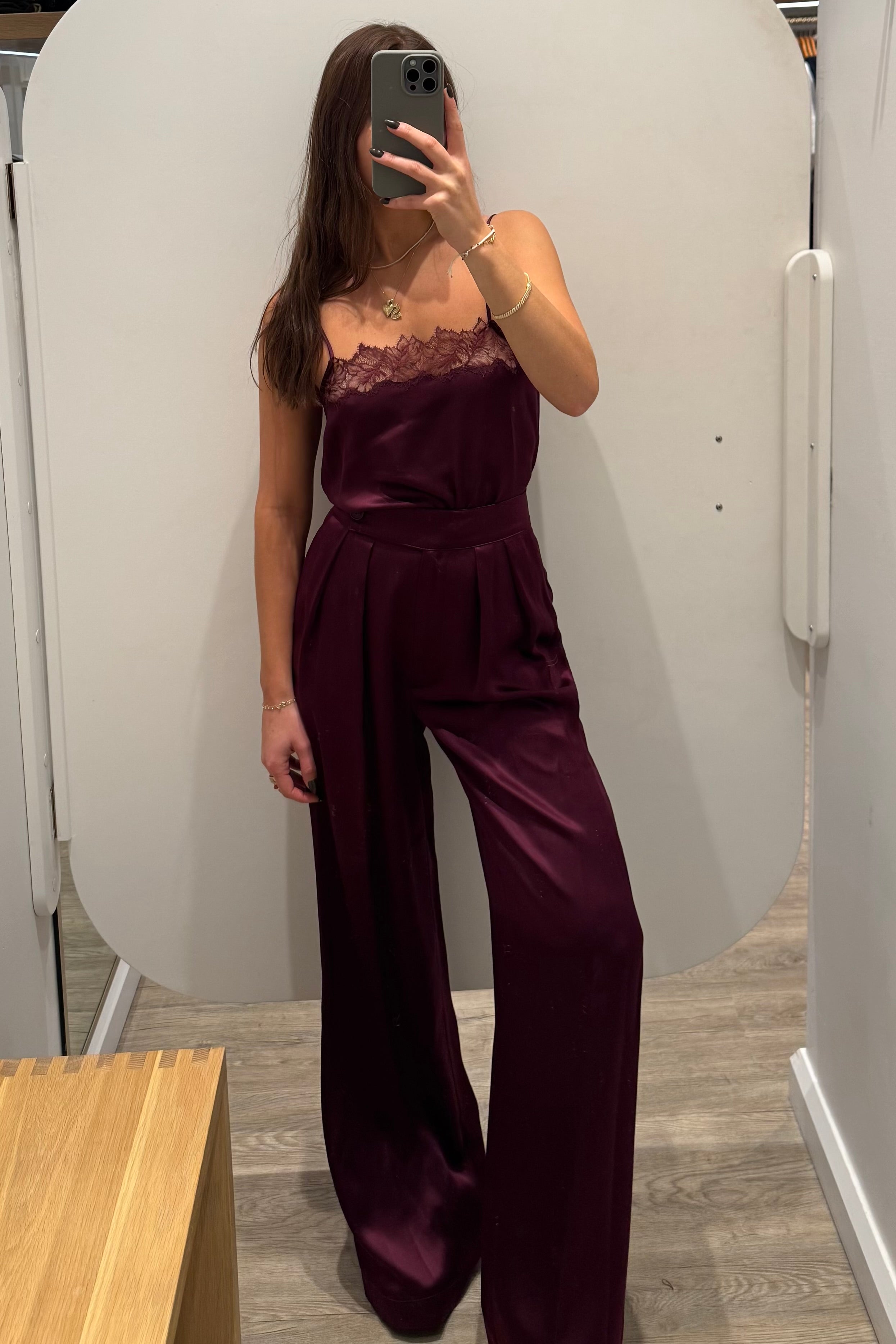 BROOKE HIGH RISE DOUBLE PLEAT SILK TROUSER