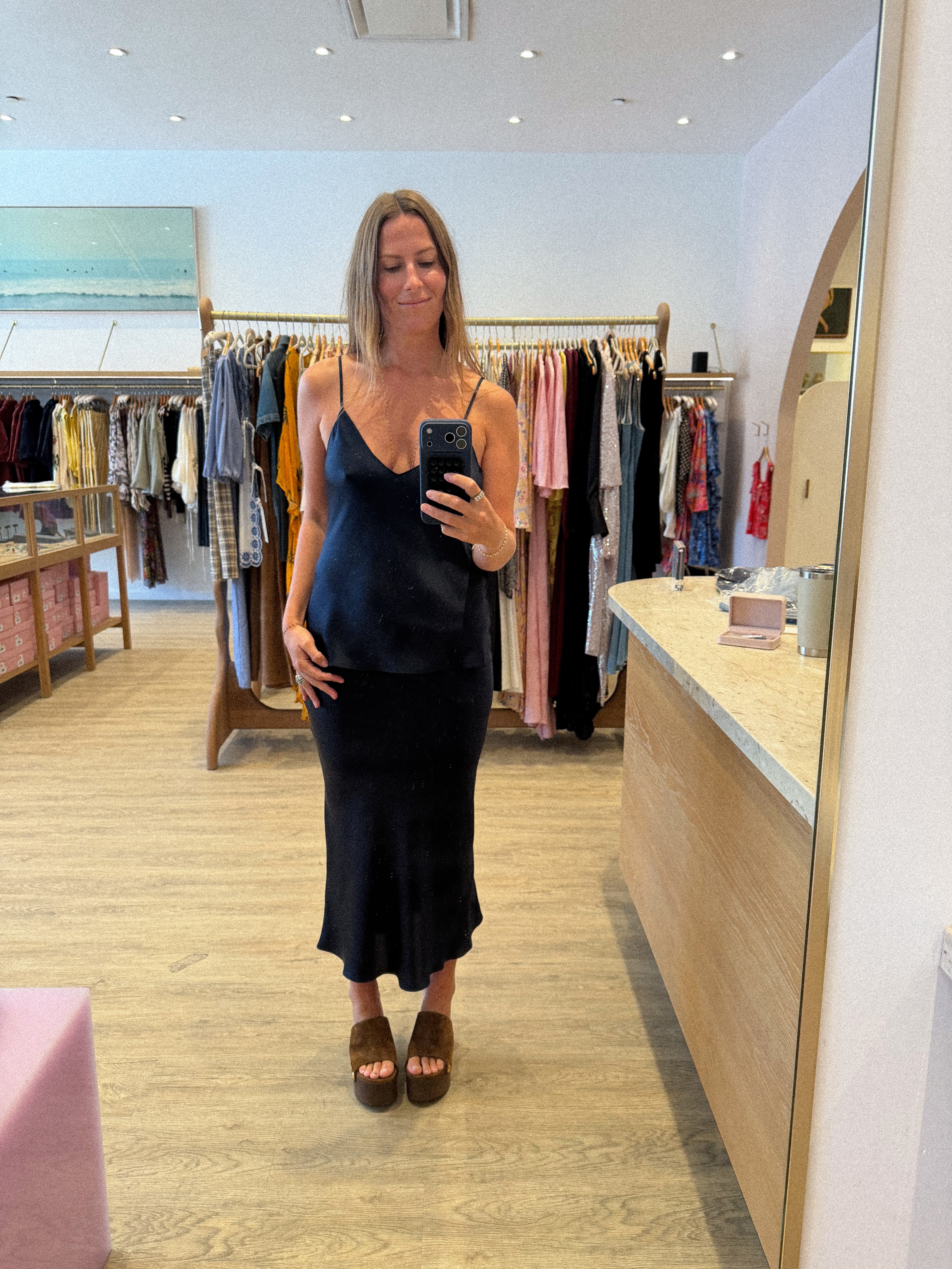 GLORIA V-NECK BIAS SILK TANK
