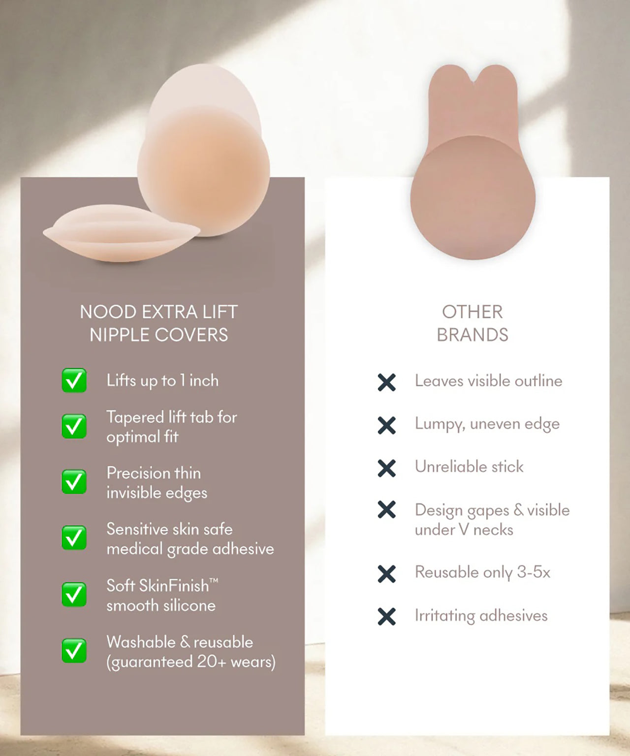 NO SHOW ADHESIVE EXTRA LIFT NIPPLE COVERS NO.3 BUFF
