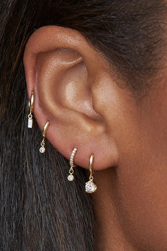 DIAMOND PAVE HUGGIES WITH DIAMOND BEZEL DROP