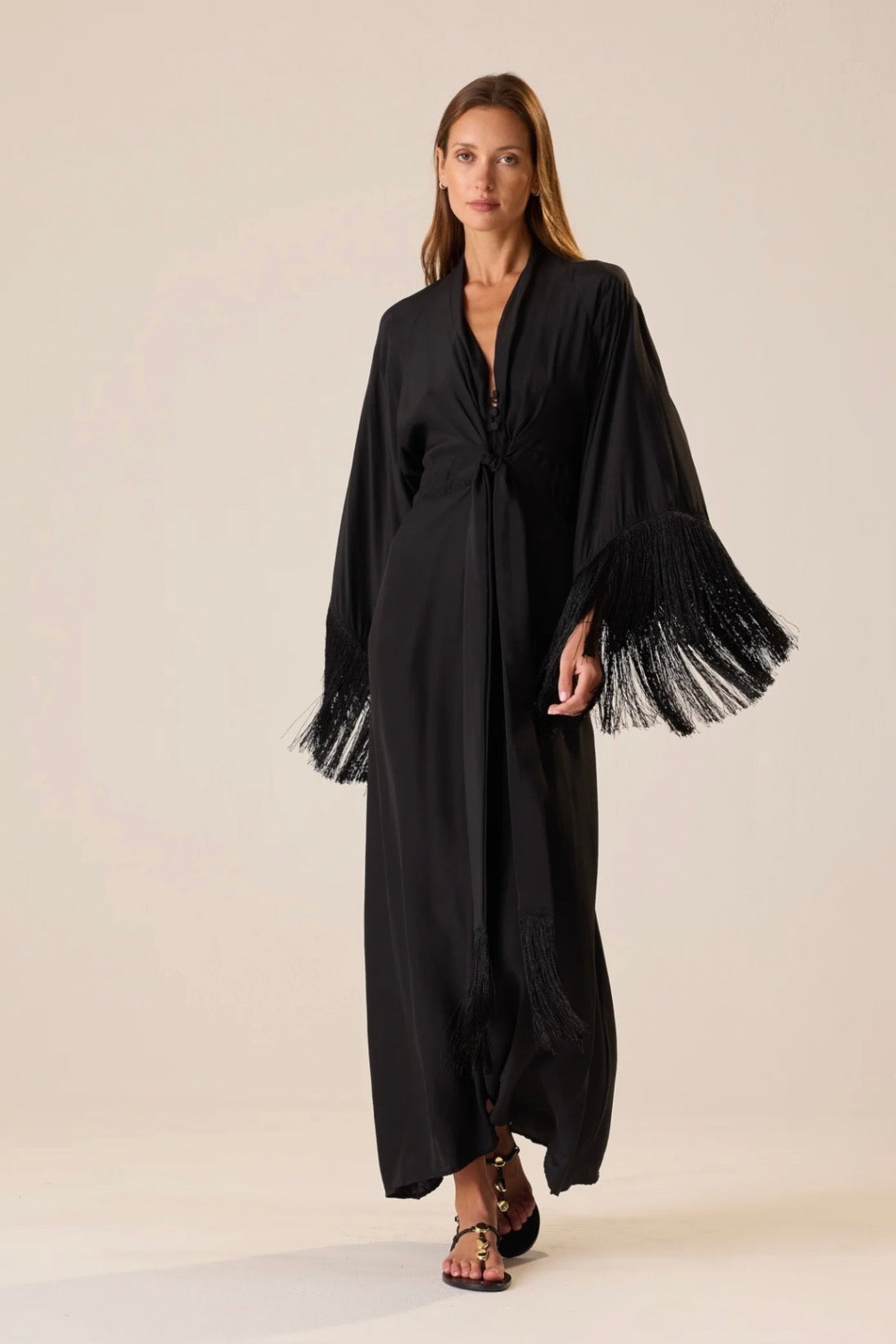SARAH FRINGE SILK DRESS