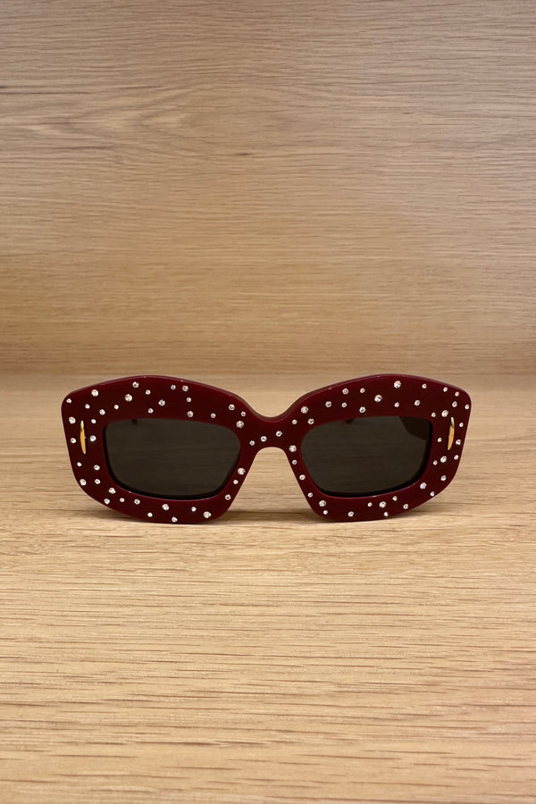 SMOOTH PAVE SCREEN SUNGLASSES IN BURGUNDY (LW4114IS)