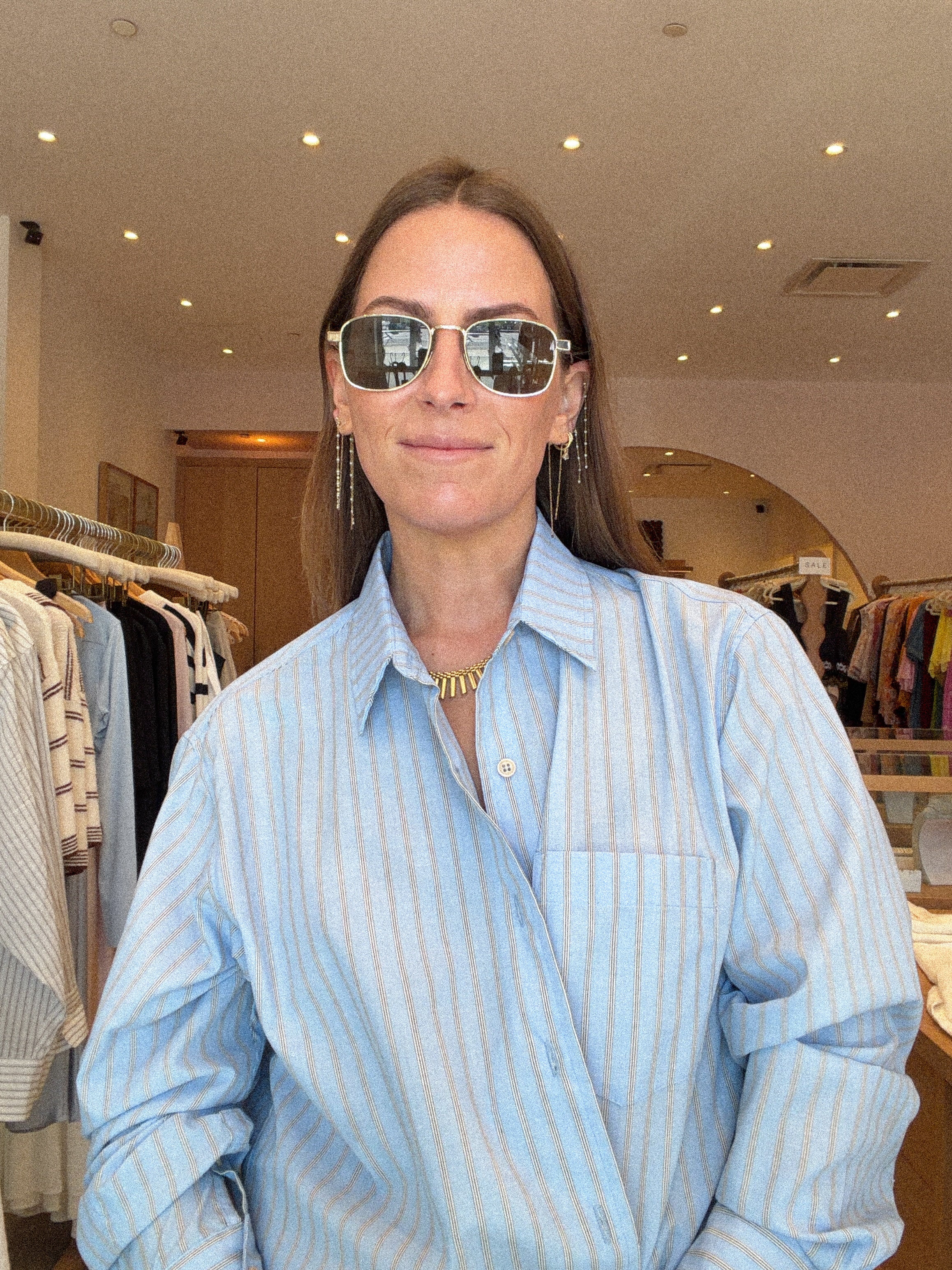 SAINT LAURENT SQUARE GOLD METAL SUNGLASSES