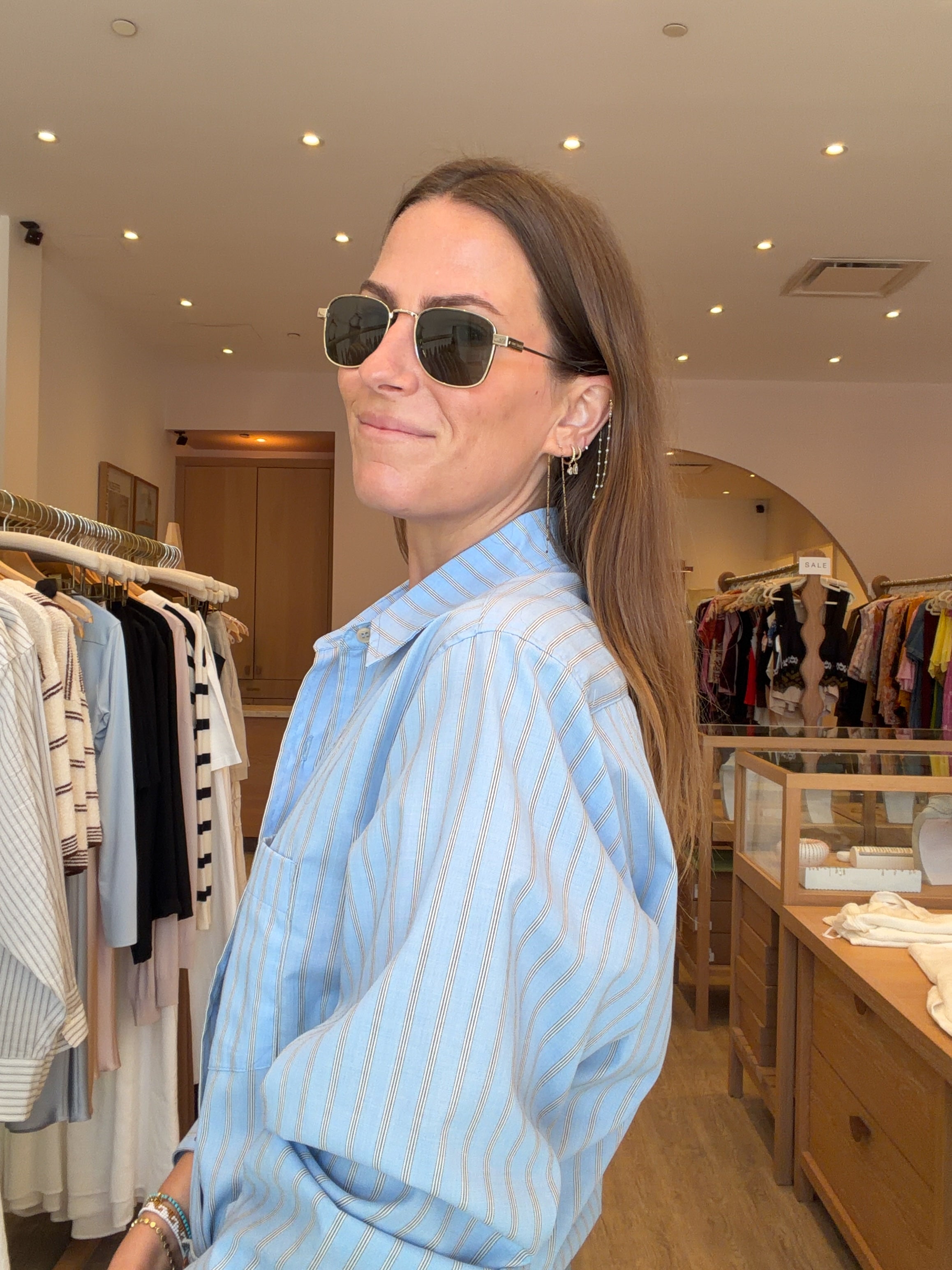 SAINT LAURENT SQUARE GOLD METAL SUNGLASSES