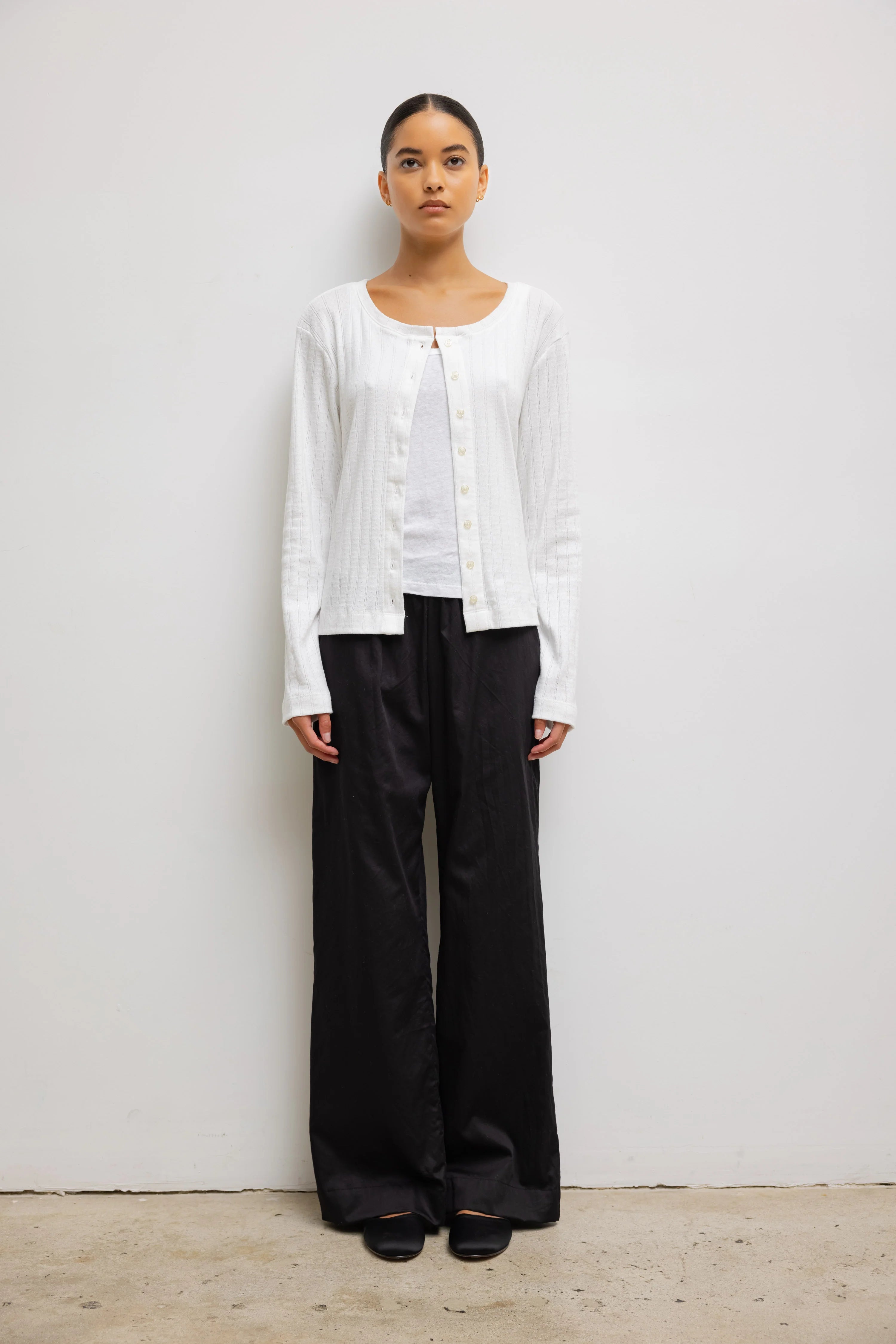 CARDIGAN CLASSIQUE COL ROND EN POINTELLE