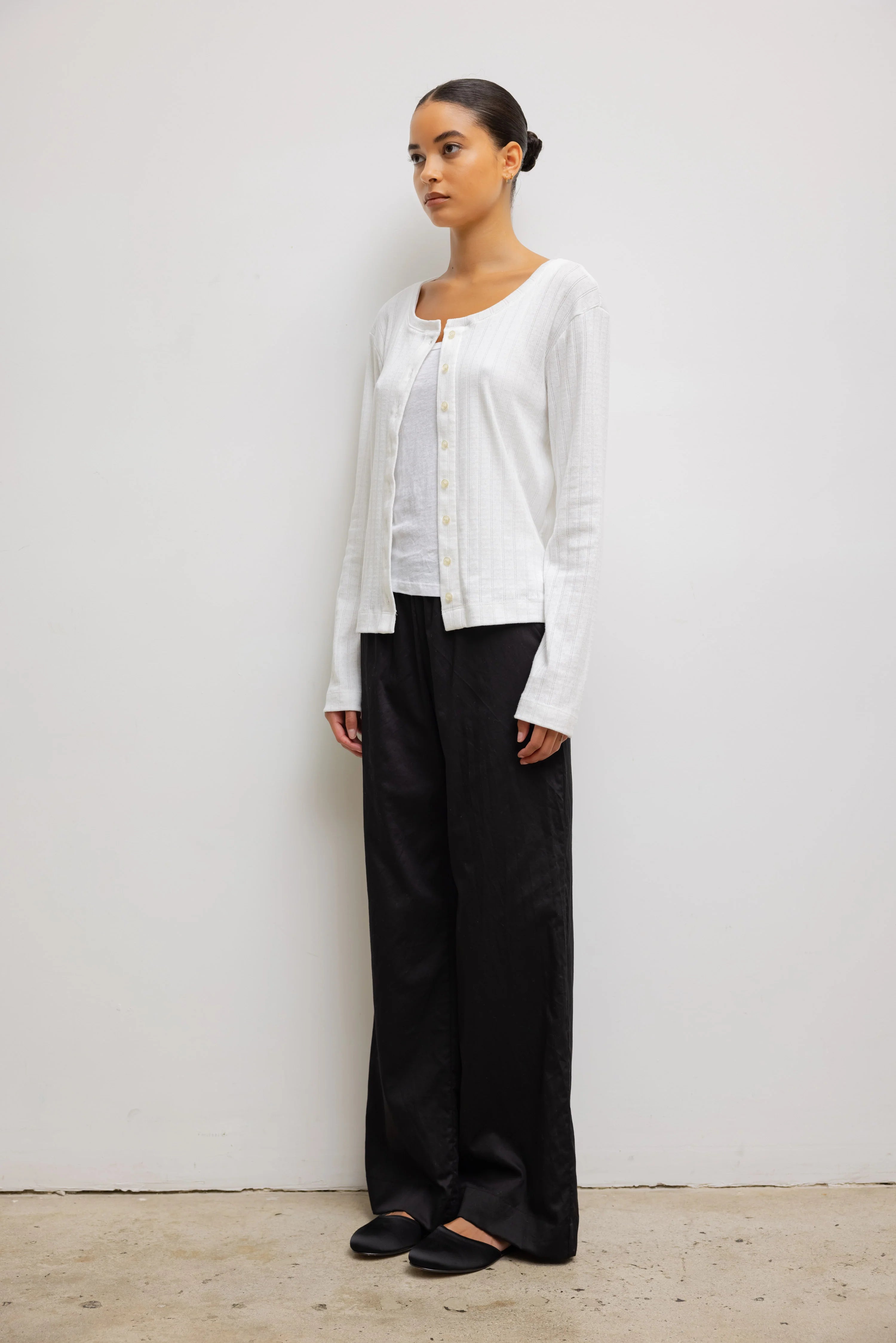 CARDIGAN CLASSIQUE COL ROND EN POINTELLE