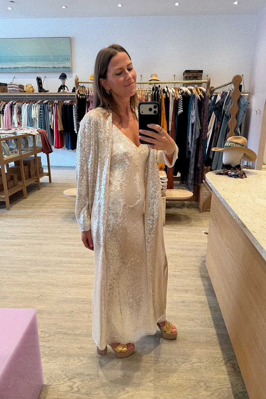 LIQUID SEQUINS SLIP DRESS