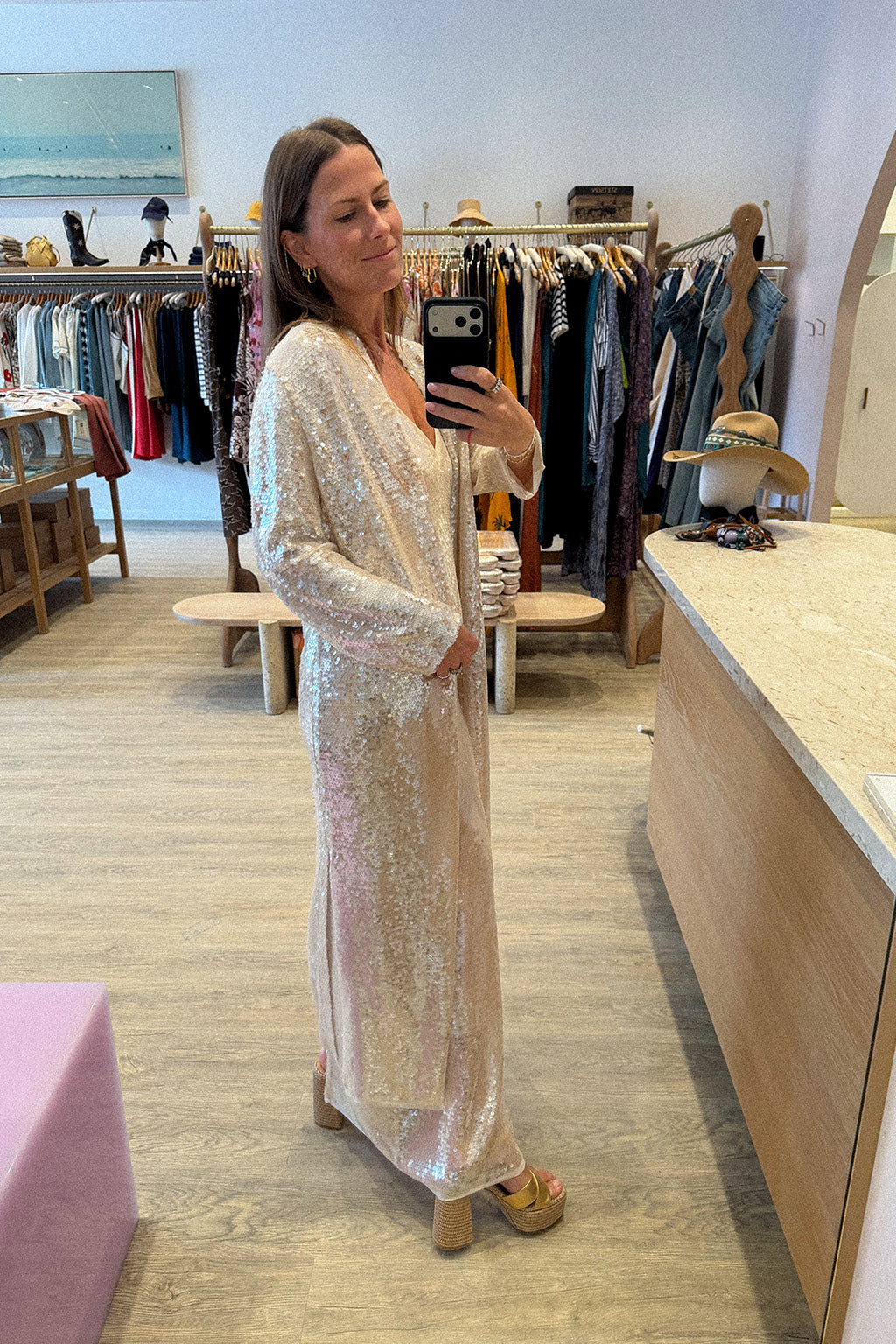 LIQUID SEQUINS SLIP DRESS