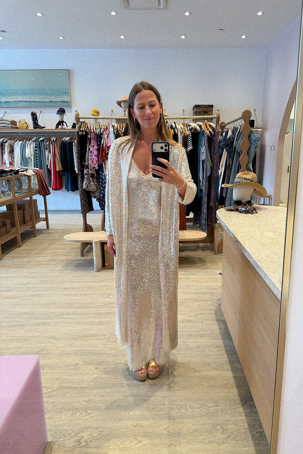 LIQUID SEQUINS SLIP DRESS