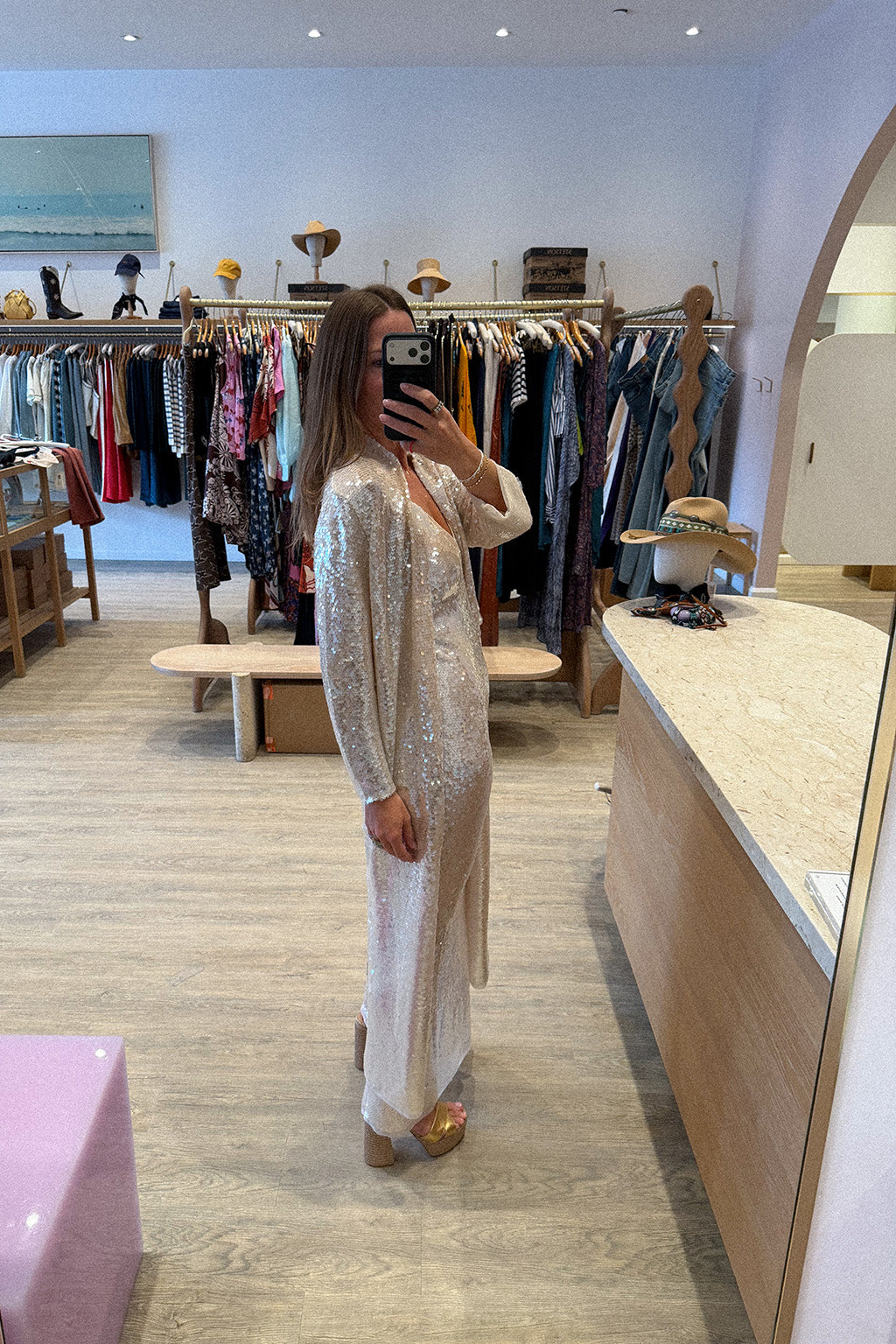 LIQUID SEQUINS SLIP DRESS