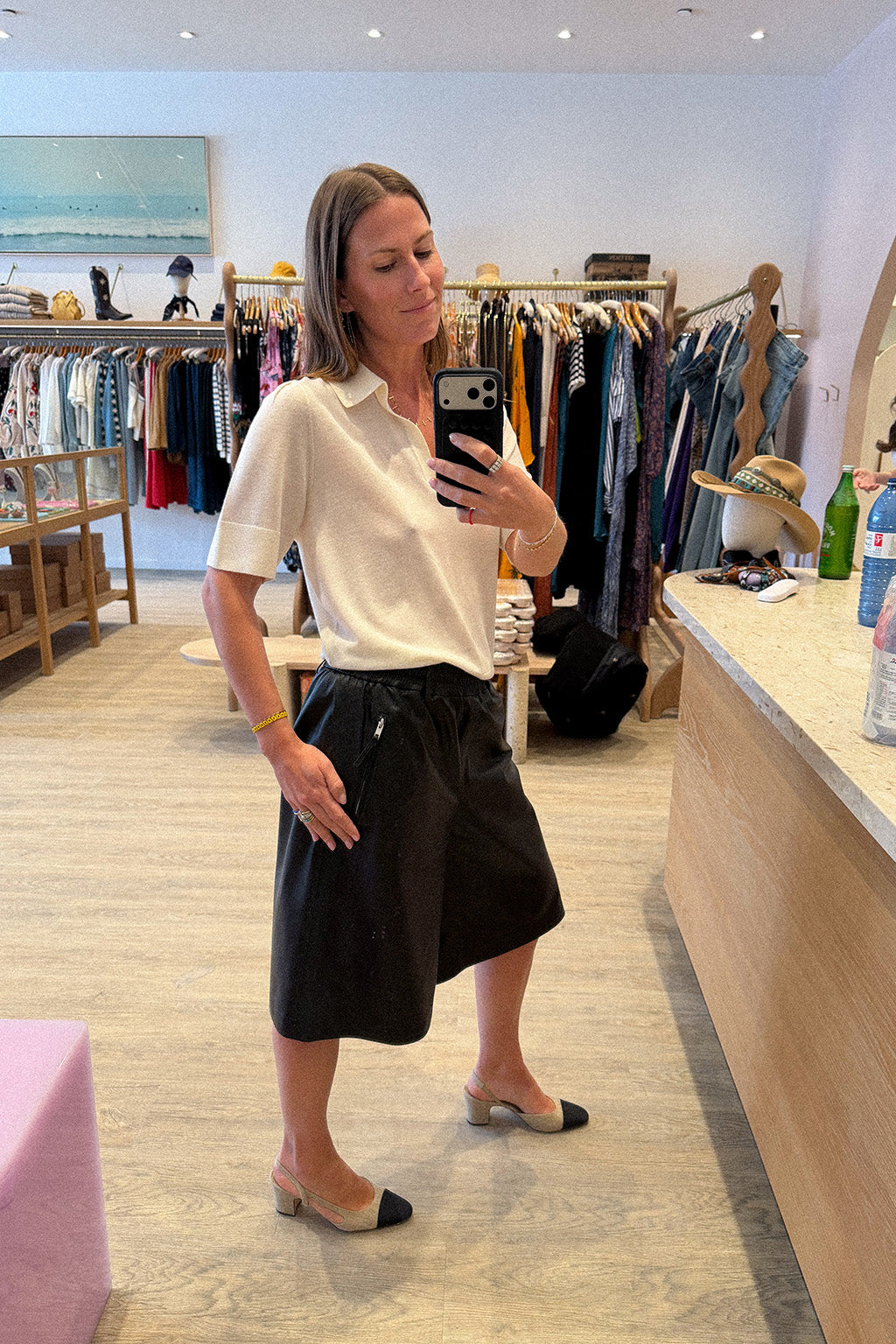 SHORT BERMUDA EN CUIR PU
