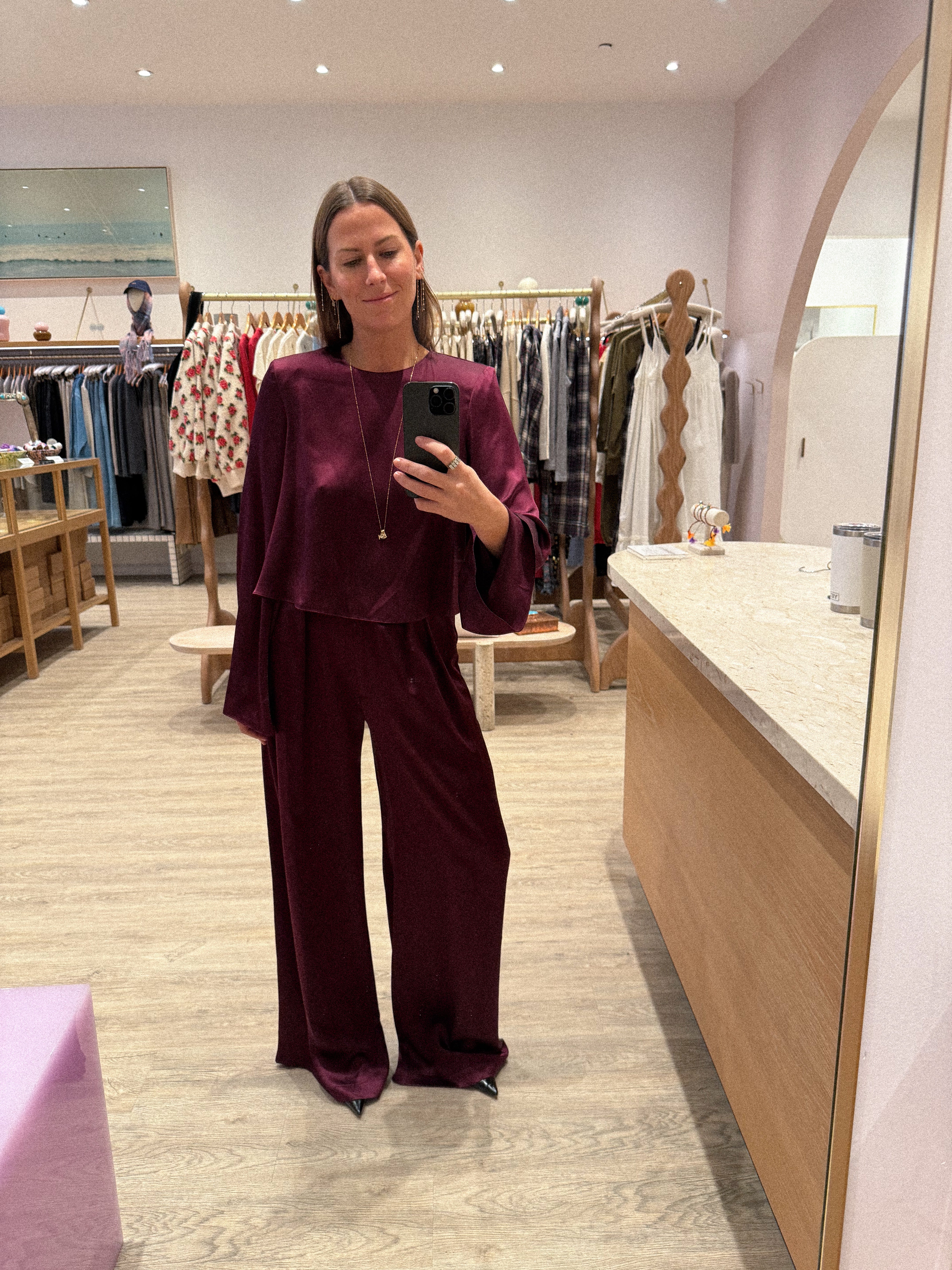 BROOKE HIGH RISE DOUBLE PLEAT SILK TROUSER