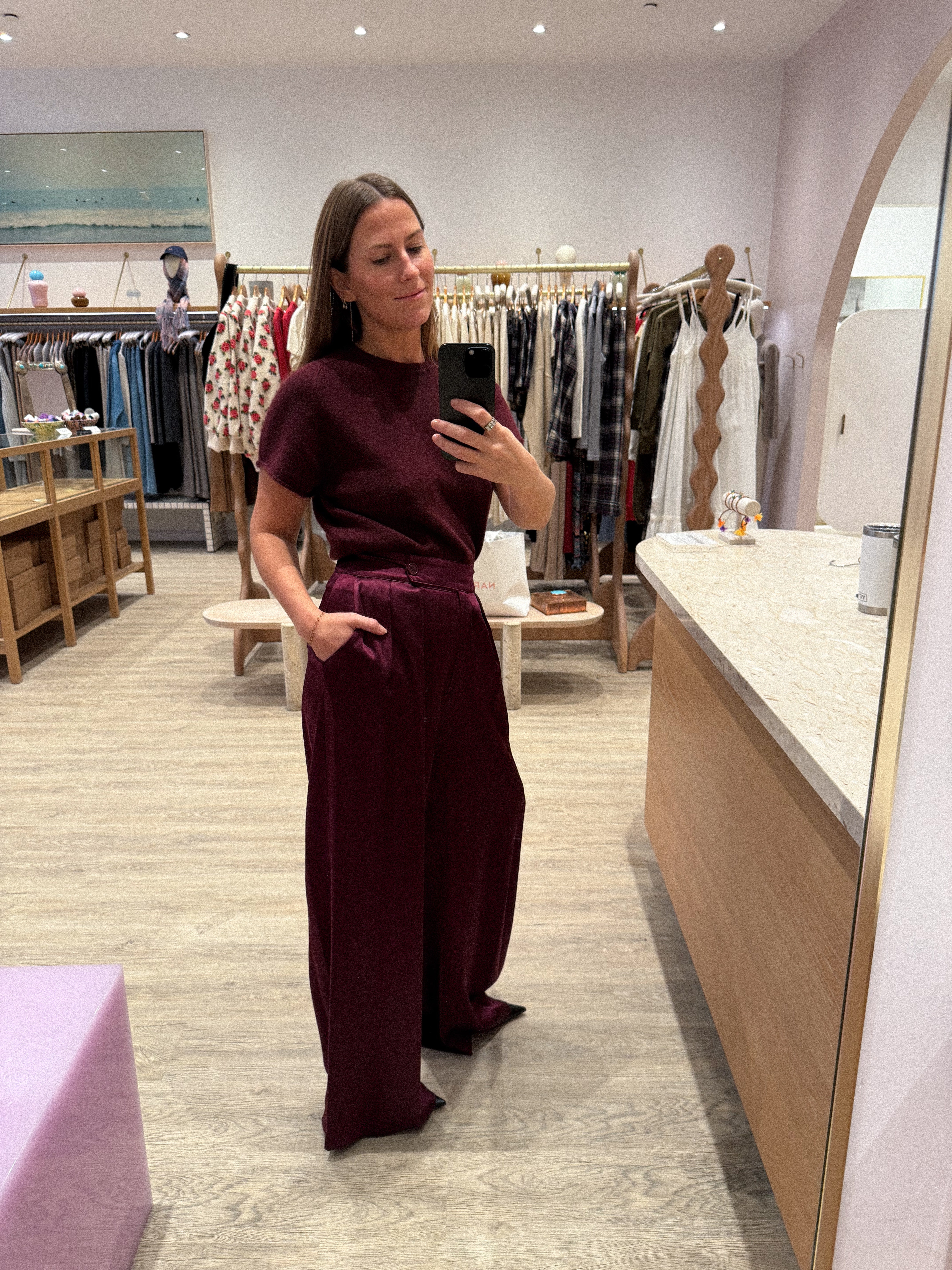 BROOKE HIGH RISE DOUBLE PLEAT SILK TROUSER