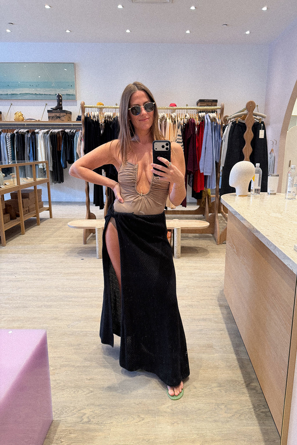 VERTICAL KNIT TWIST SARONG SKIRT