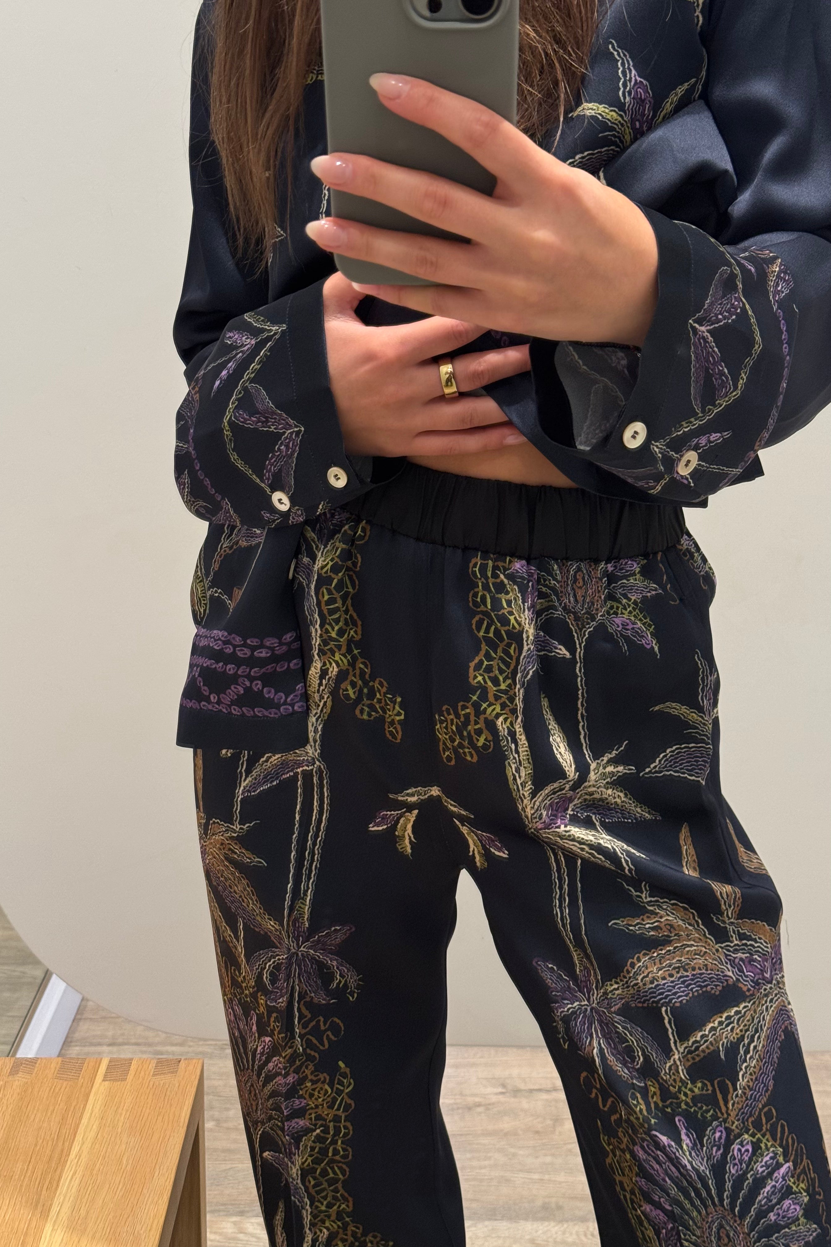 PANTALON SOGNI IMPRIMÉ SATIN ENVERS