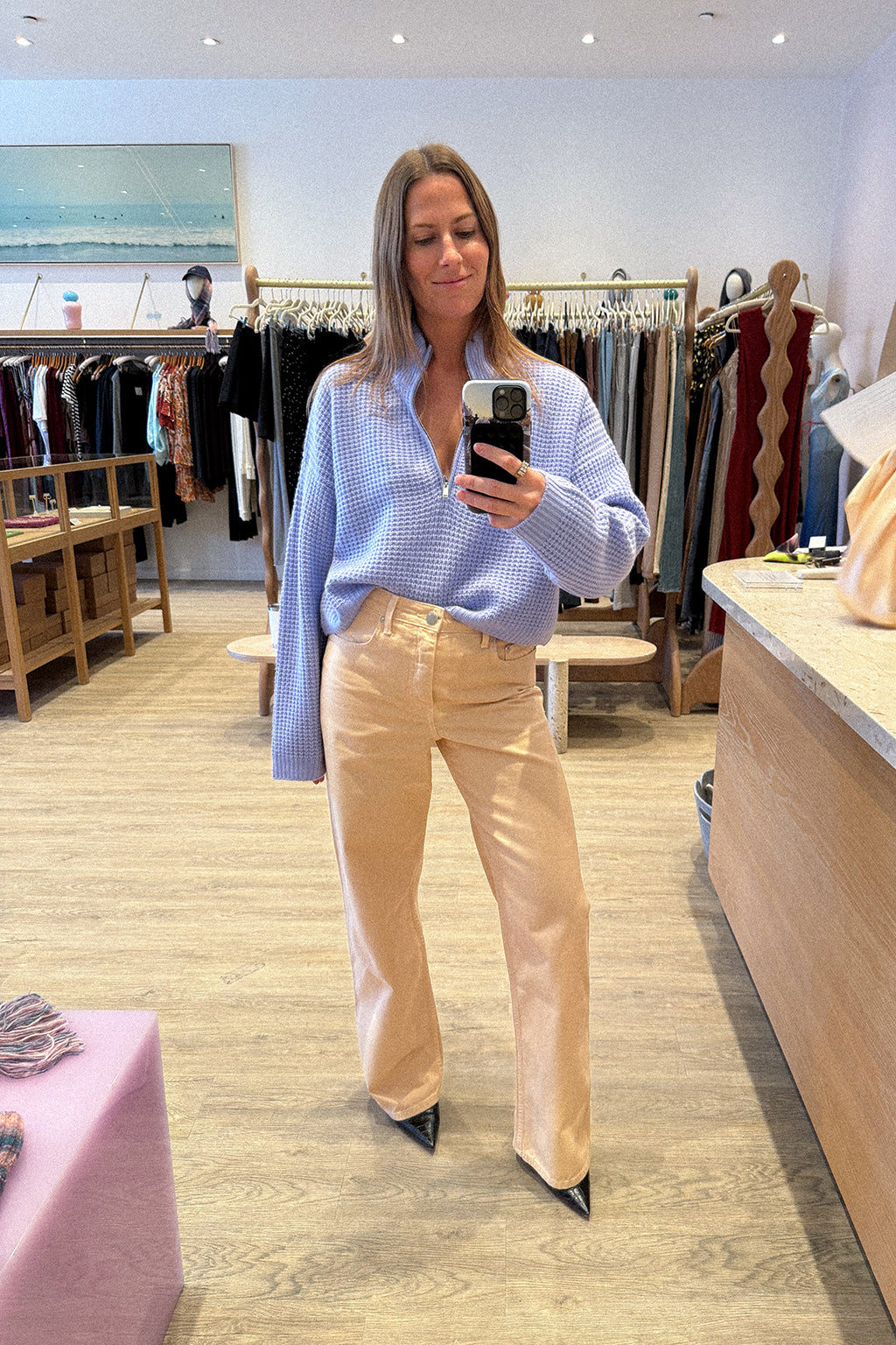 ASPEN CROPPED HALF ZIP SWEATER