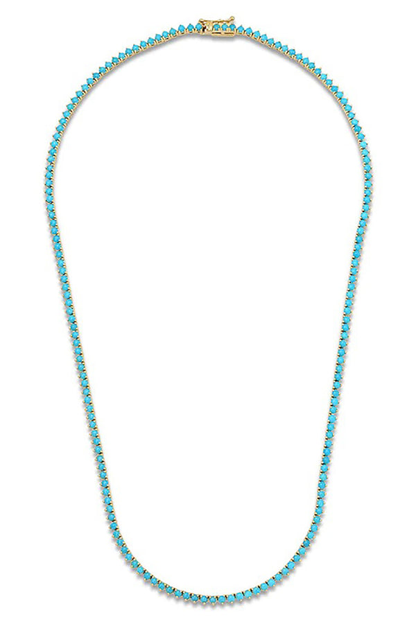 3-PRONG TURQUOISE TENNIS NECKLACE