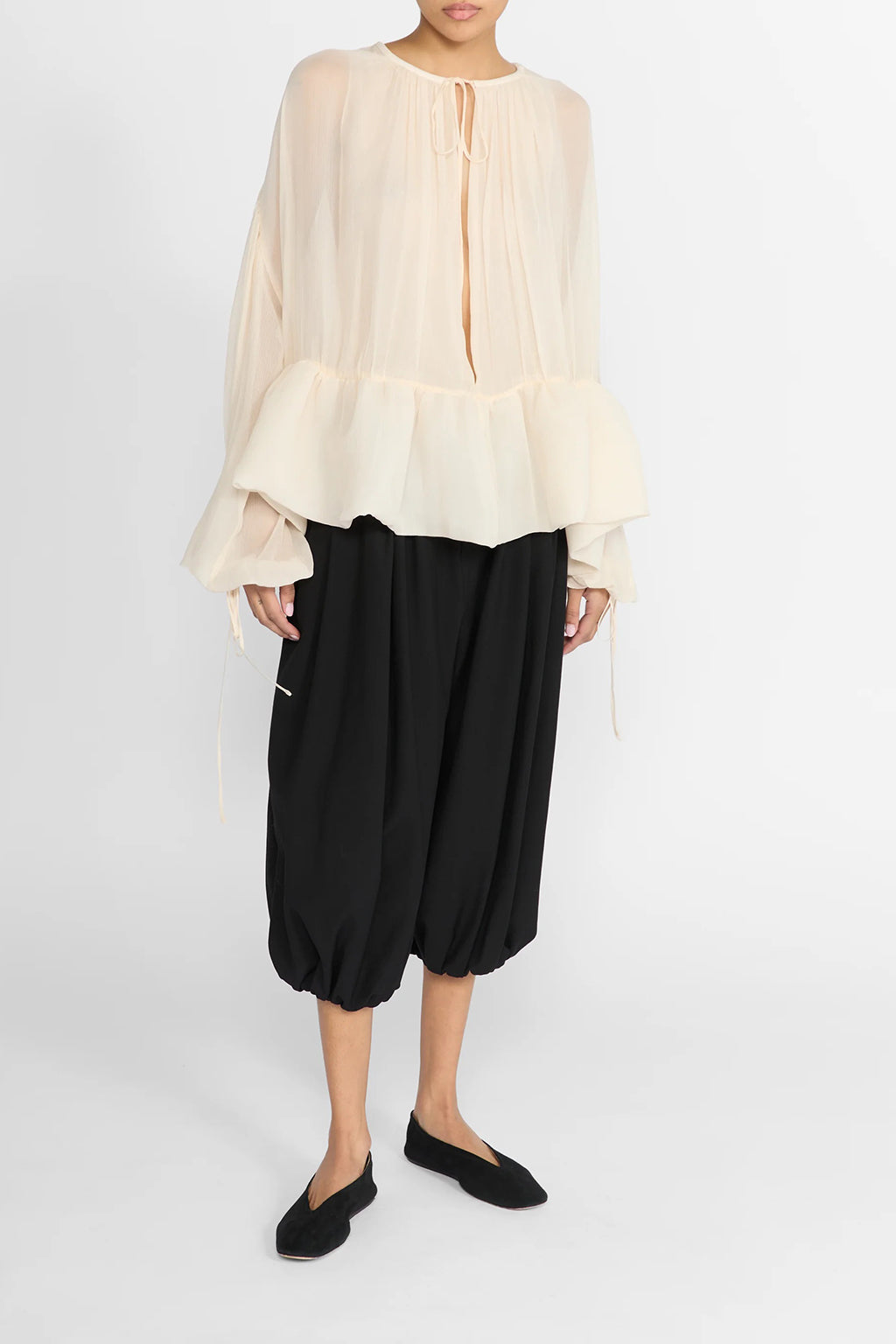 PEPLUM CHIFFON BLOUSE