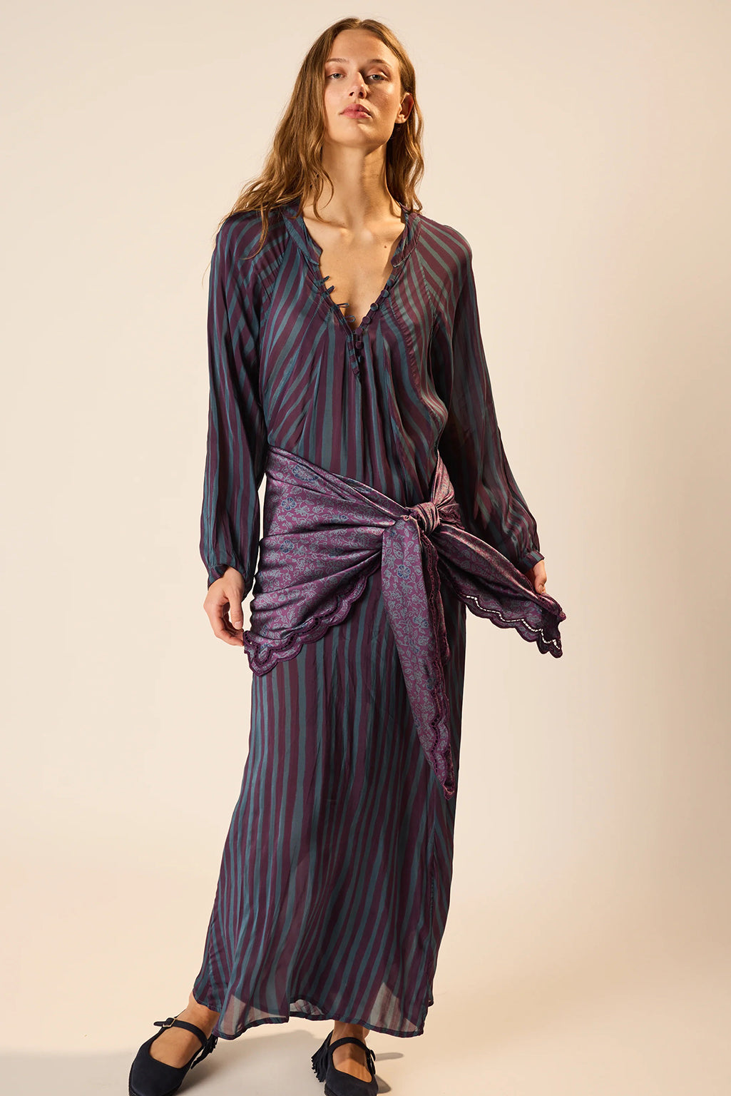 EMBROIDERED SILK PRINT SARONG/SCARF