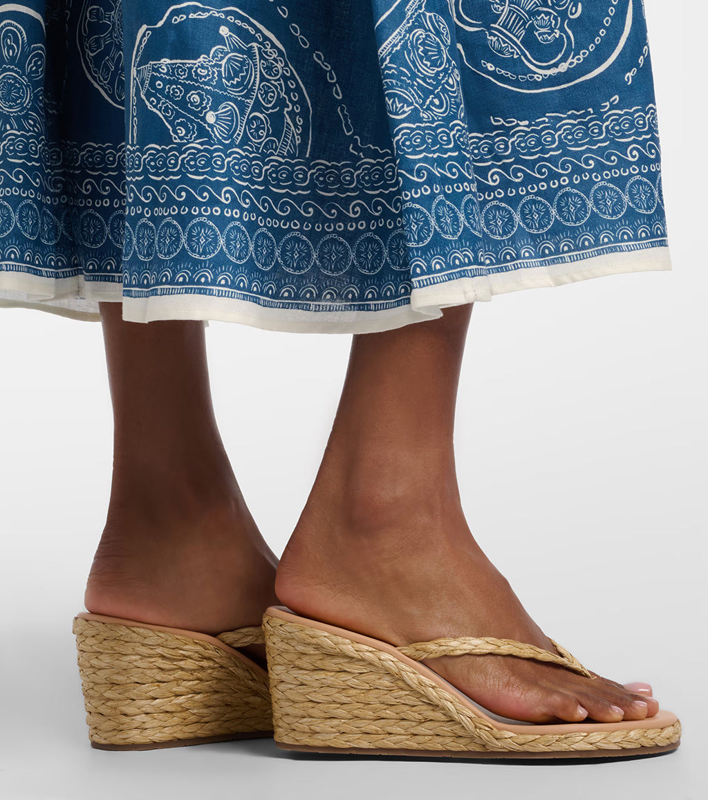 ETHERIA RAFFIA WEDGE THONG SANDAL